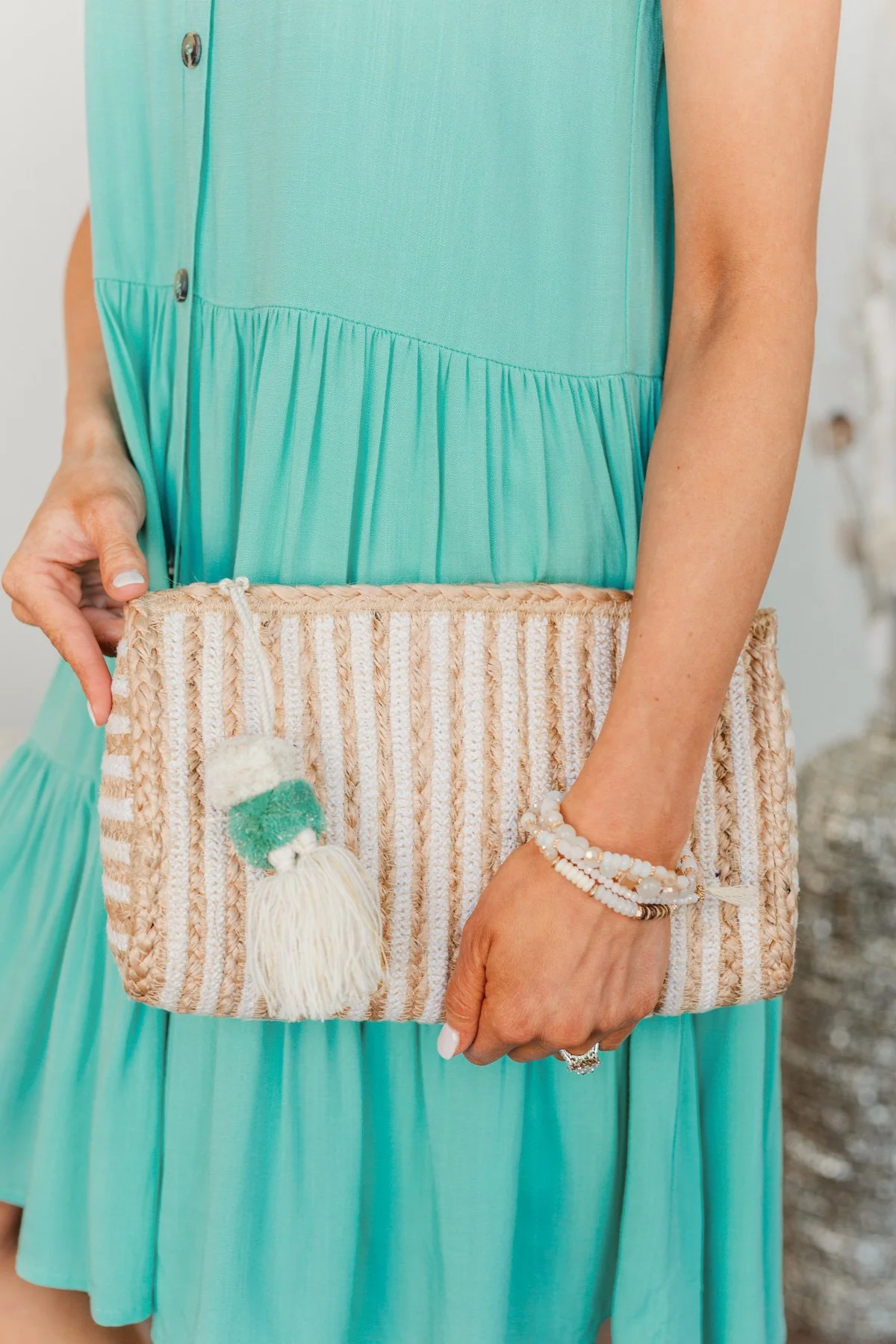 Sun-Filled Skies Woven Clutch- Natural - Image 3