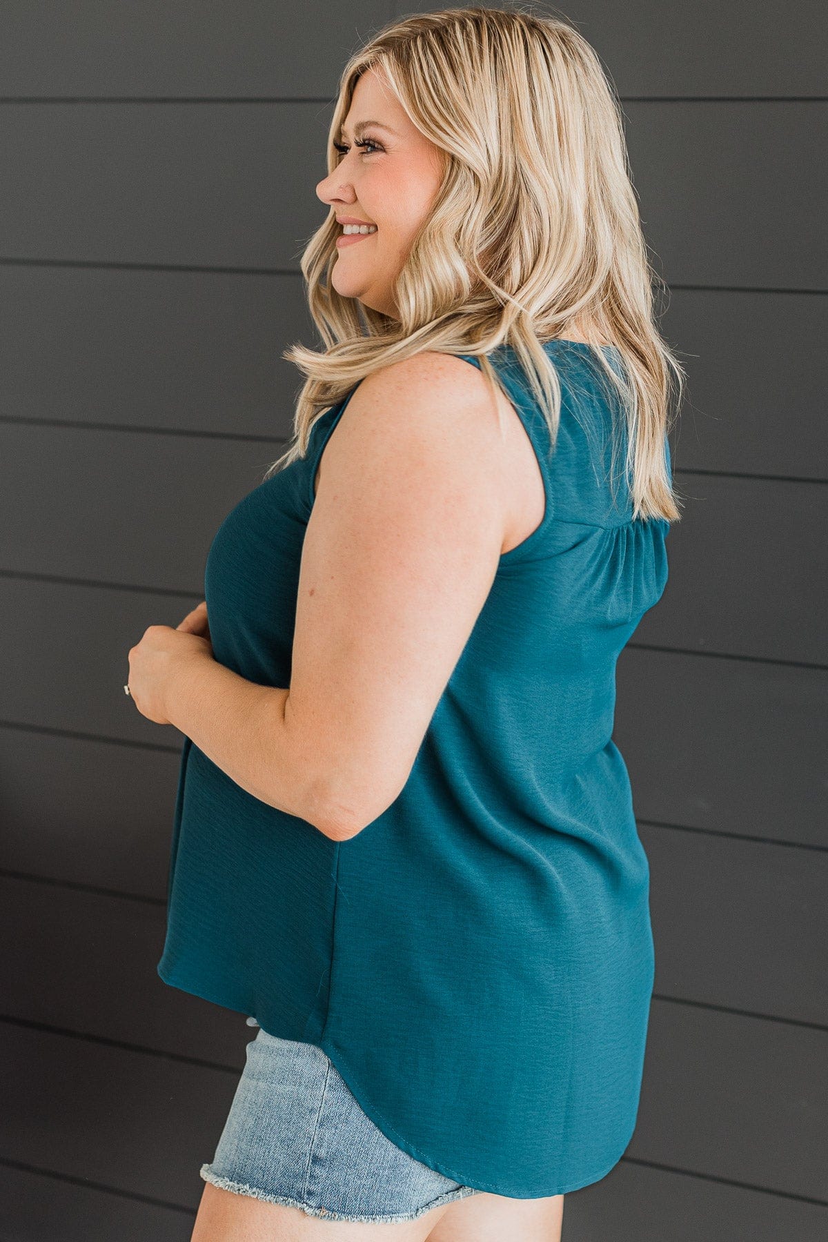 Sunday Best Sleeveless Blouse- Dark Teal - Image 5