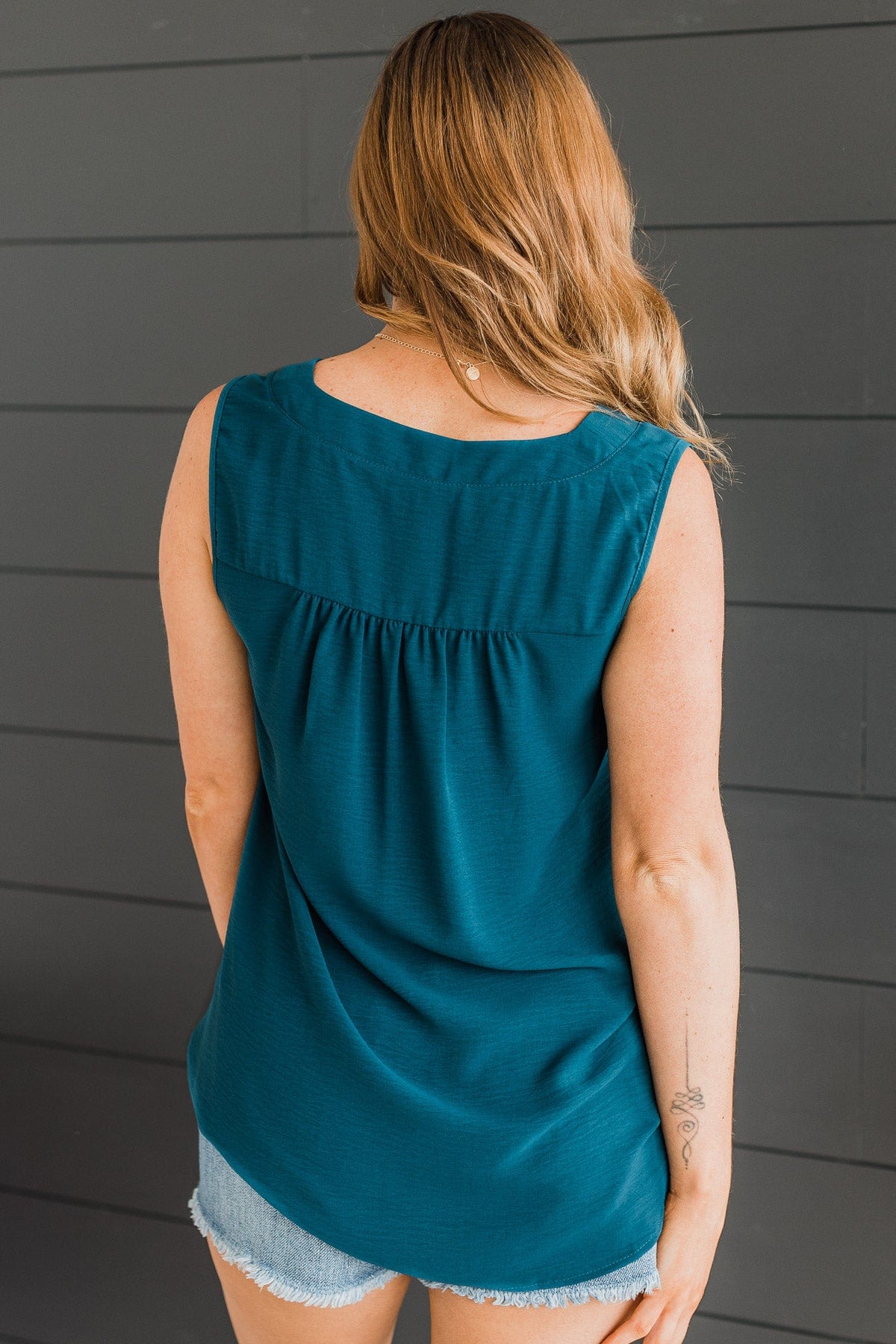 Sunday Best Sleeveless Blouse- Dark Teal - Image 7
