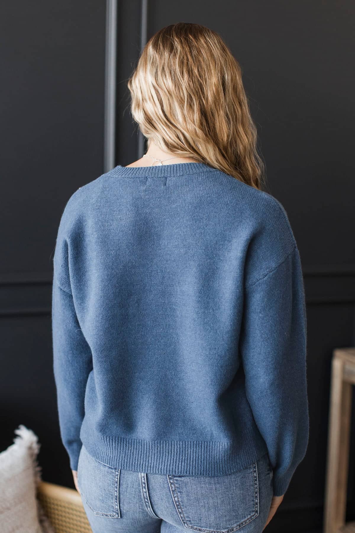 "Sunday Morning" Knit Sweater- Dark Denim Blue - Image 8