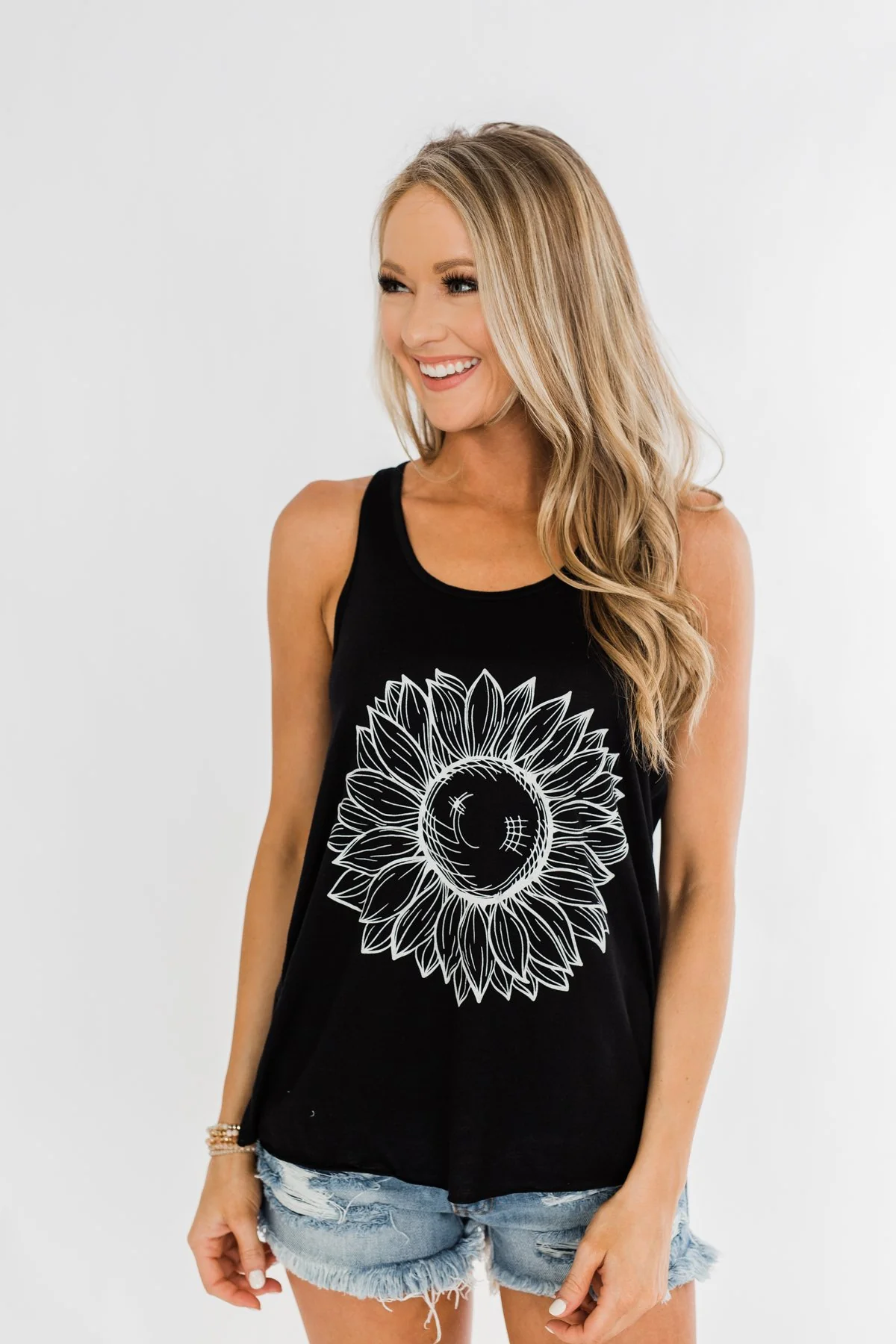 Sunflower Graphic Racerback Tank- Black - Image 8