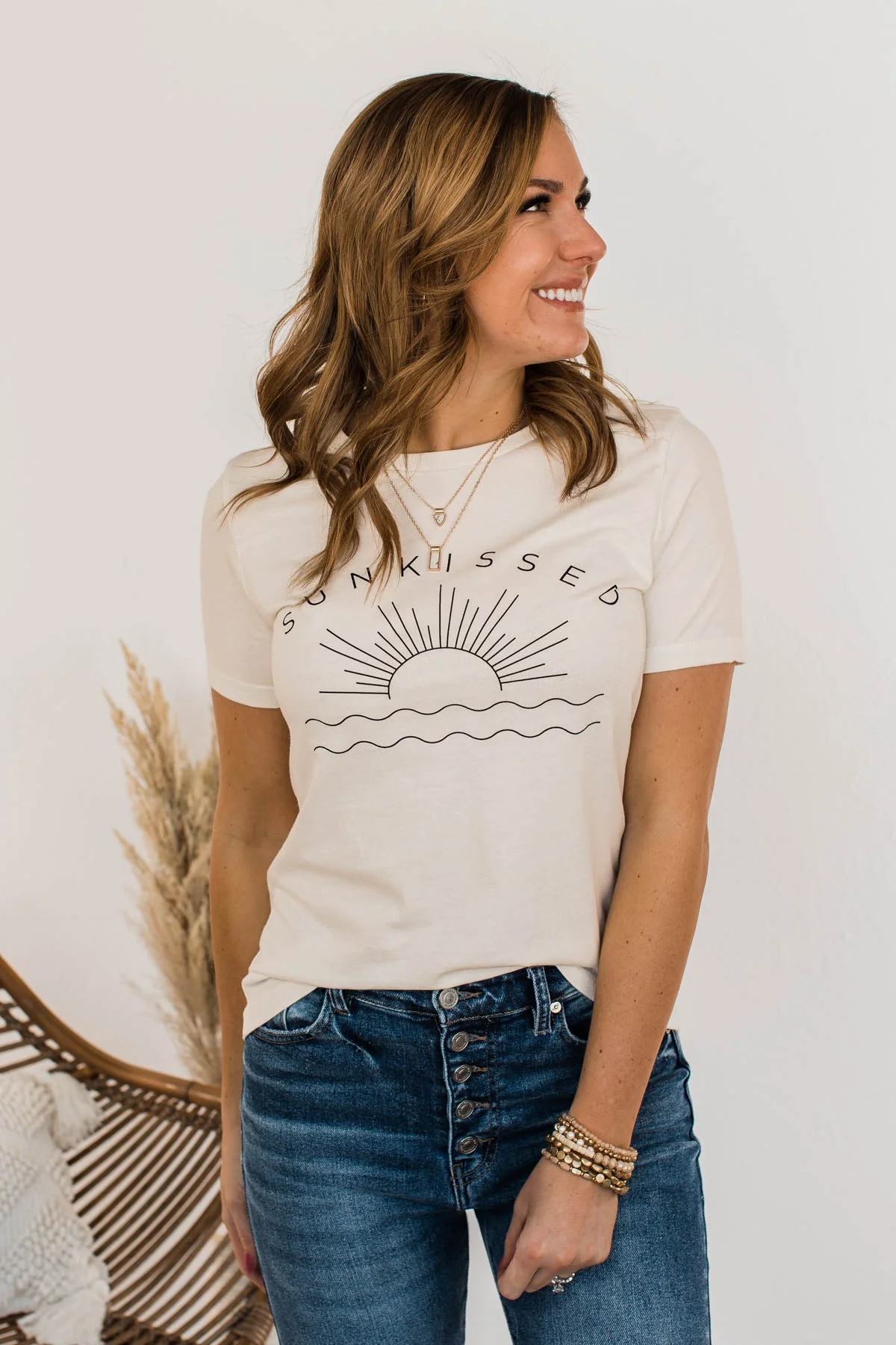 "Sunkissed" Graphic Tee- Off White - Image 2