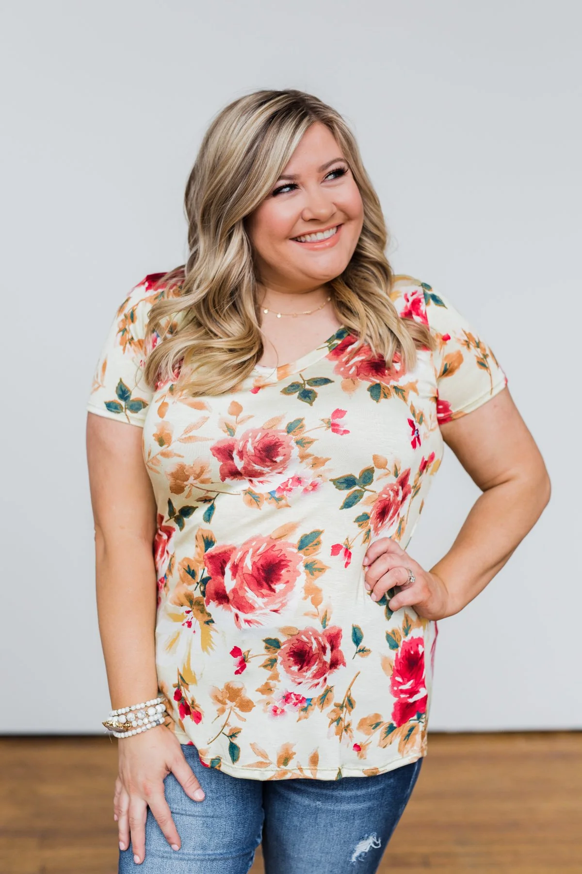 Sun's Still Shining Floral V-Neck Top- Soft Yellow - Image 2