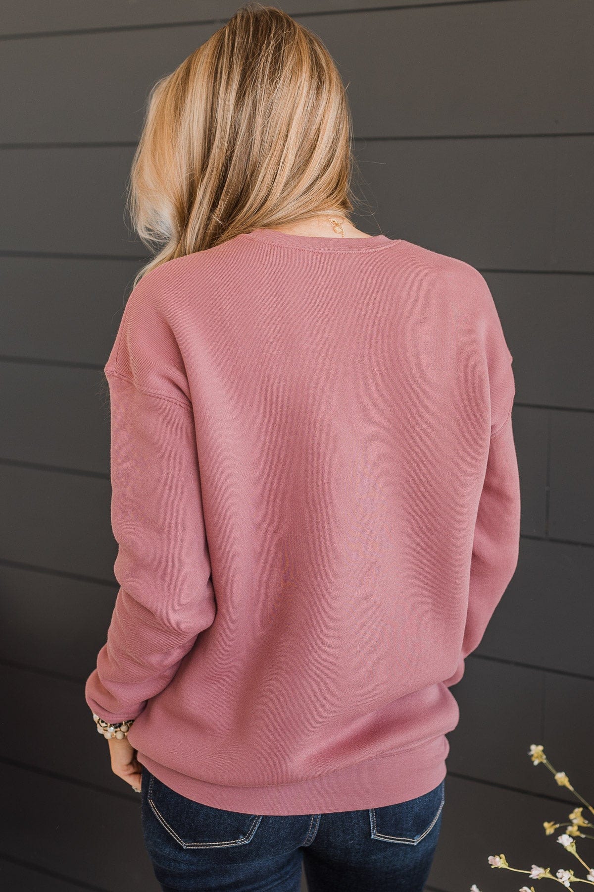 "Sunshine & Coffee" Crew Neck Pullover- Mauve - Image 6