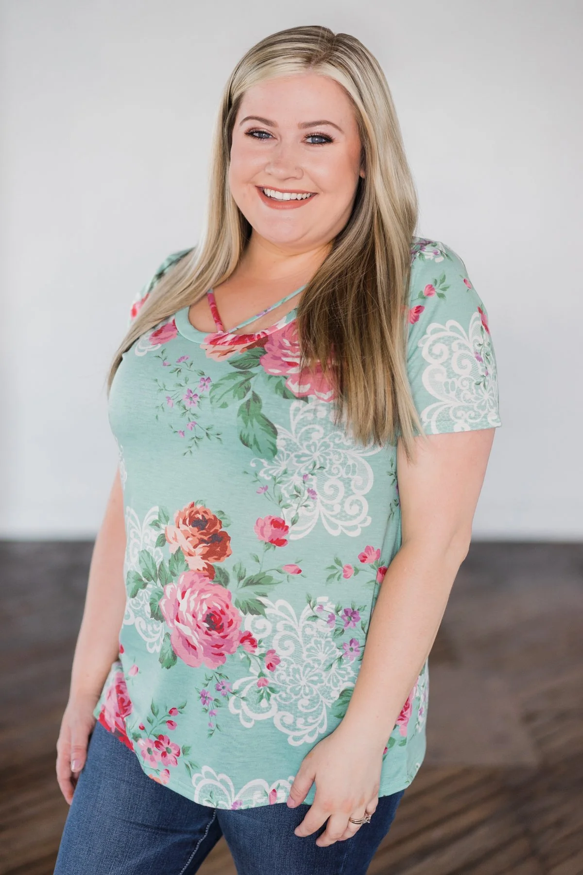 Sunshine & Floral Top- Mint - Image 2