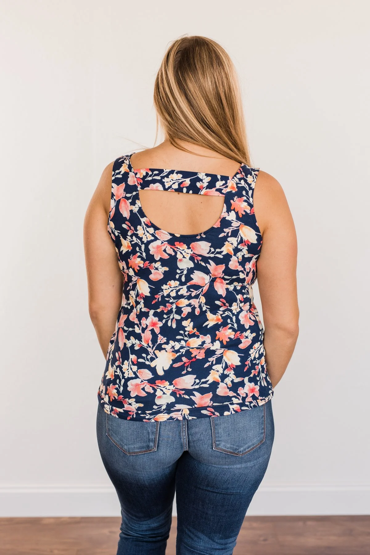Sunshine & Good Vibes Floral Tank Top- Navy - Image 13