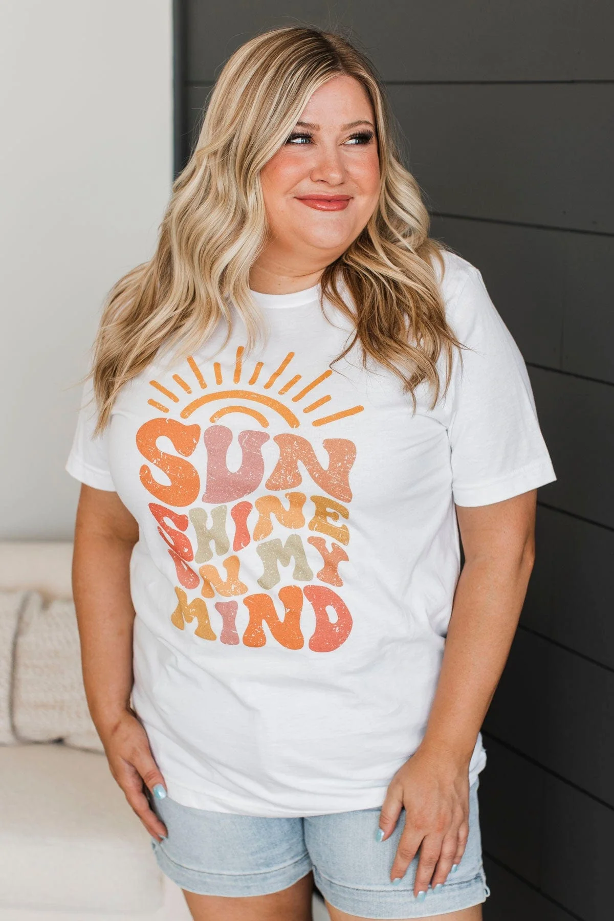 "Sunshine On My Mind" Graphic Tee- White - Image 2