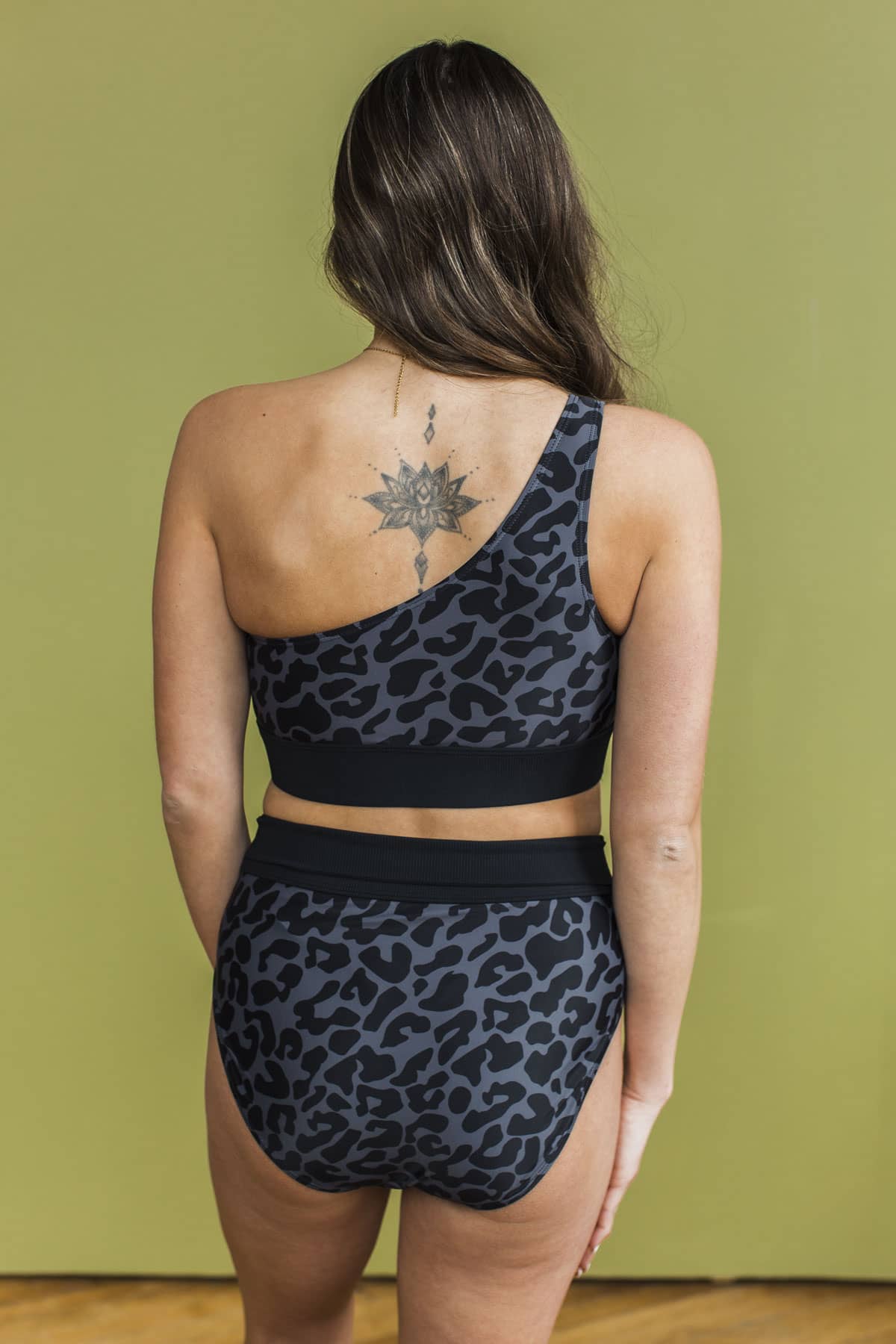 Sunshine Within Tie Bikini Swim Bottoms- Charcoal Leopard & Black - Image 7