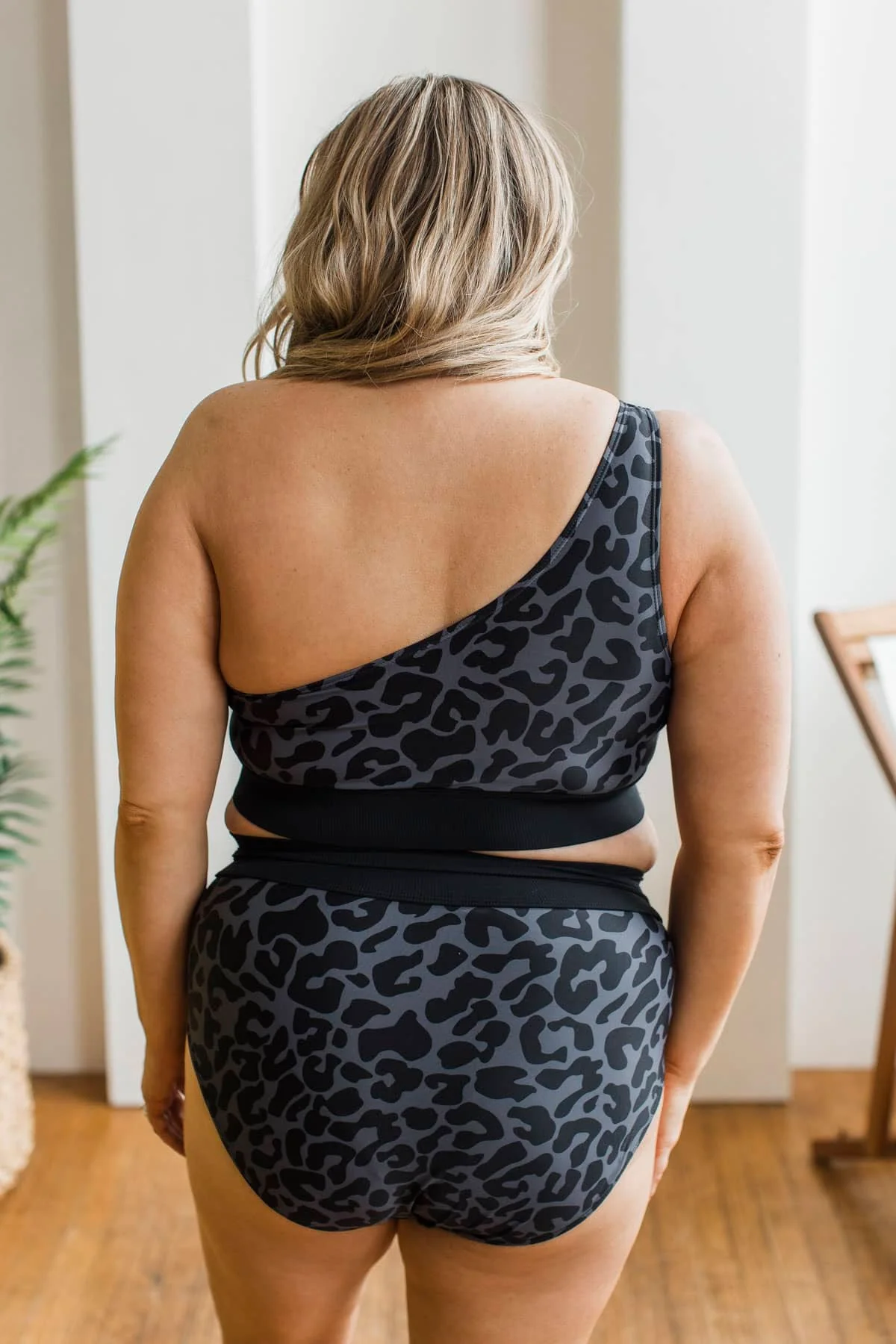 Sunshine Within Tie Bikini Swim Bottoms- Charcoal Leopard & Black - Image 8