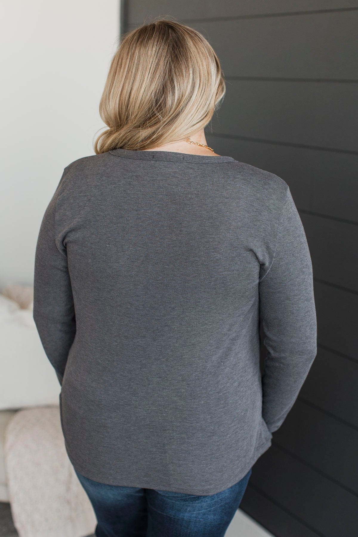Super Lovable Long Sleeve Top- Charcoal - Image 6
