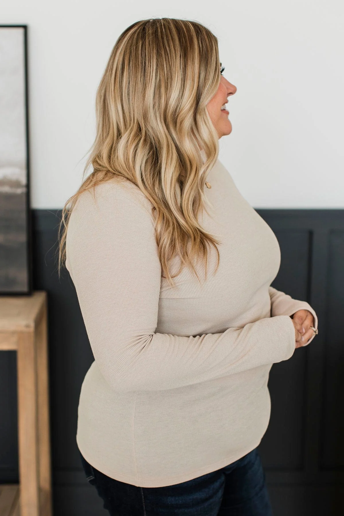 Super Lovable Long Sleeve Top- Light Taupe - Image 6
