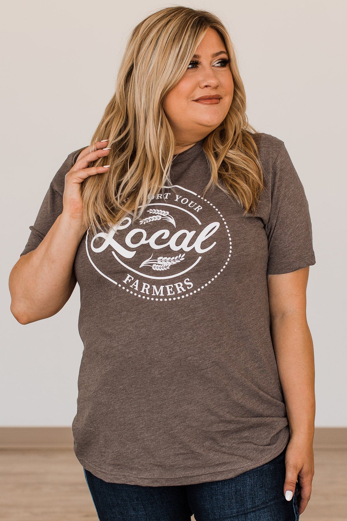 "Support Local Farmers" Graphic Tee- Dark Mocha - Image 6