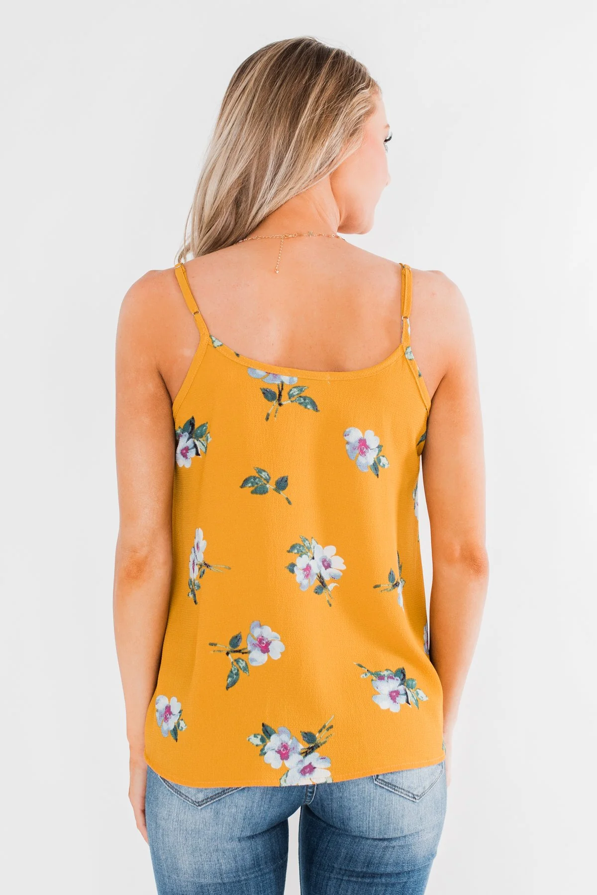 Sure as the Sun Floral Tank Top- Mustard - Image 8