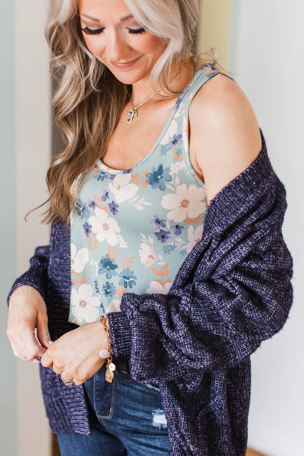 Sure Of Myself Floral Tank Top- Dusty Mint - Image 5