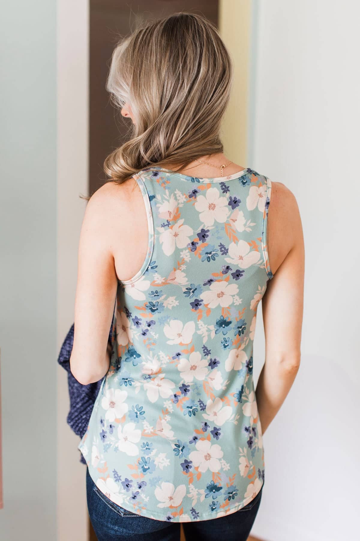 Sure Of Myself Floral Tank Top- Dusty Mint - Image 8