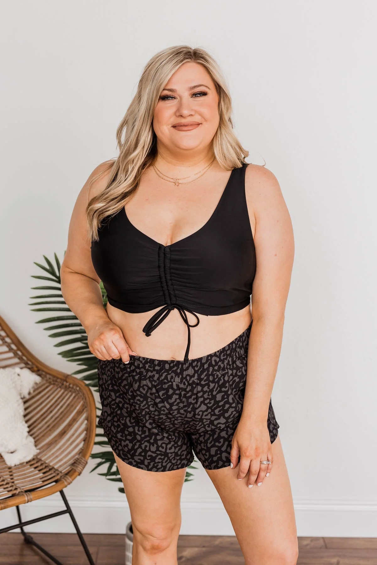 Surfing Through Life Cinched Swim Top- Black - Image 6