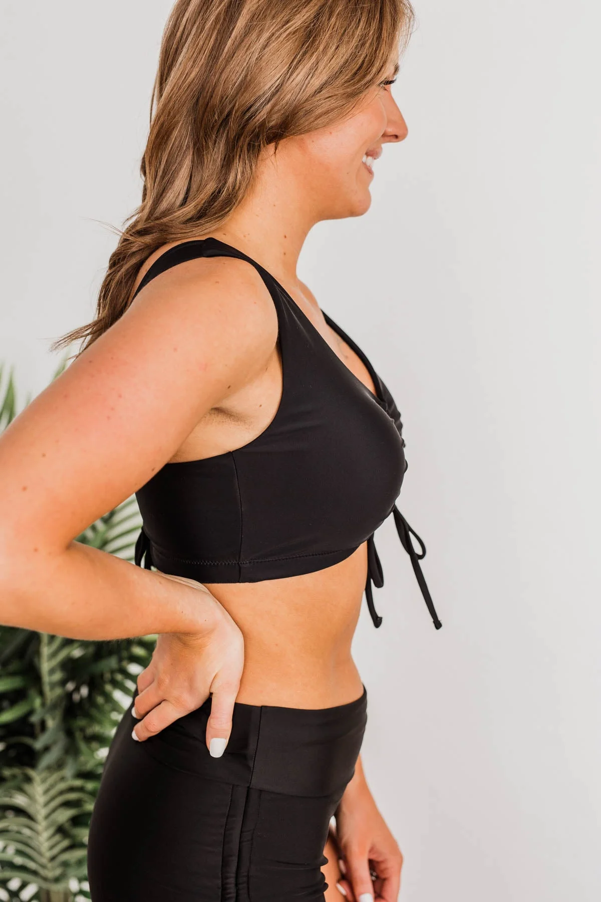 Surfing Through Life Cinched Swim Top- Black - Image 9