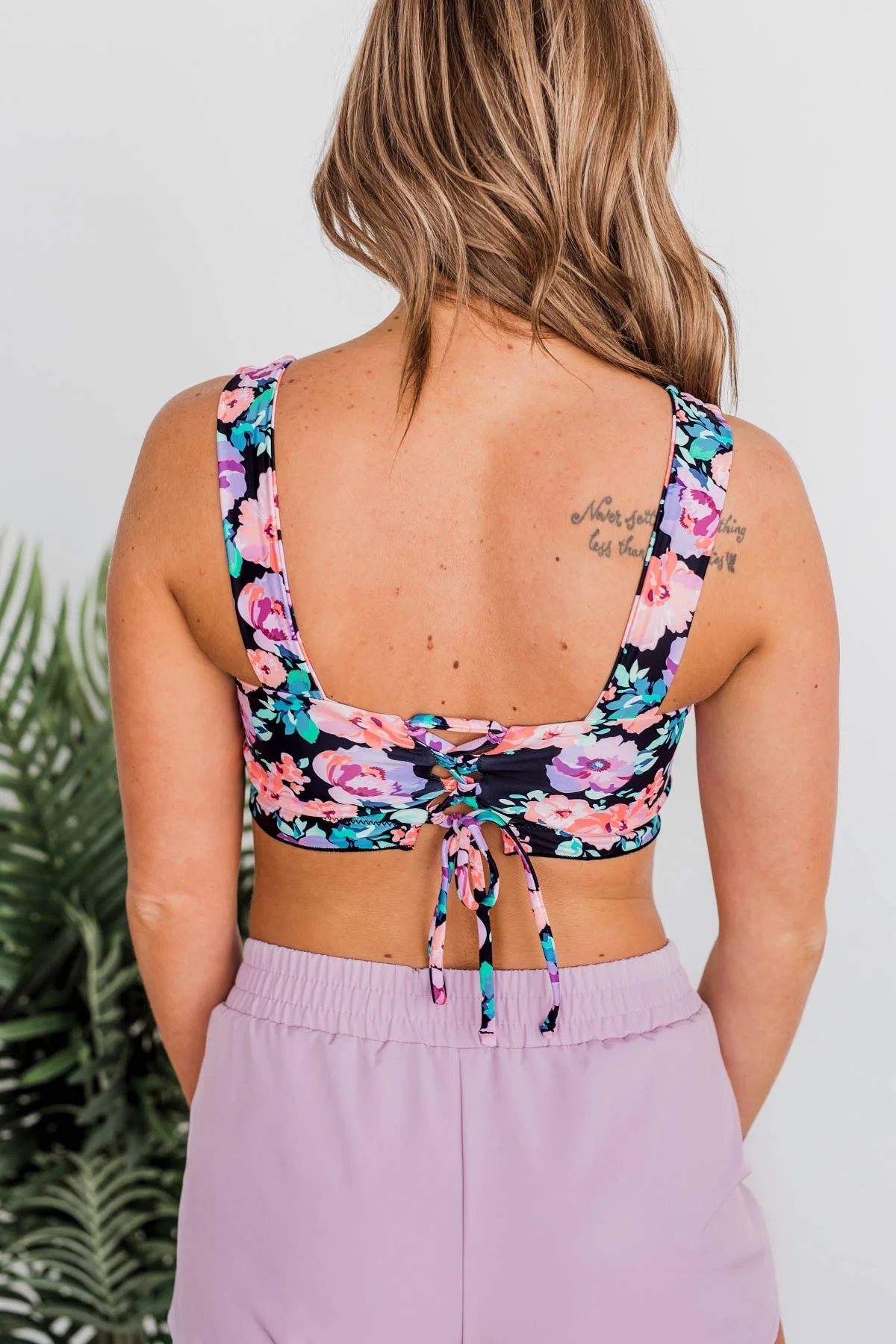 Surfing Through Life Cinched Swim Top- Black, Peach, & Purple - Image 10