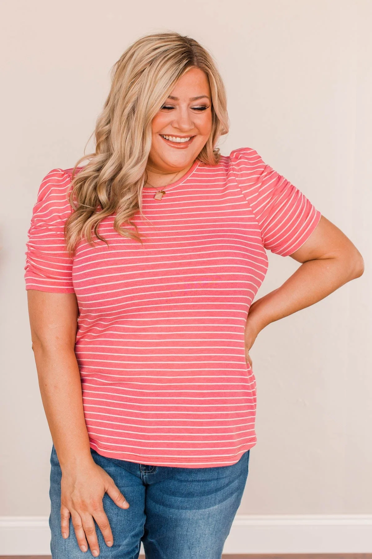 Surprise Visit Striped Top- Bubble Pink - Image 3