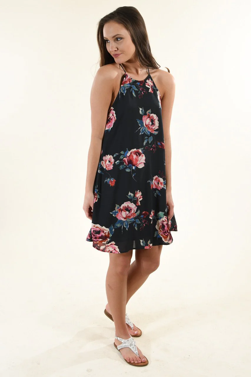 Susie Navy Floral Dress - Image 4