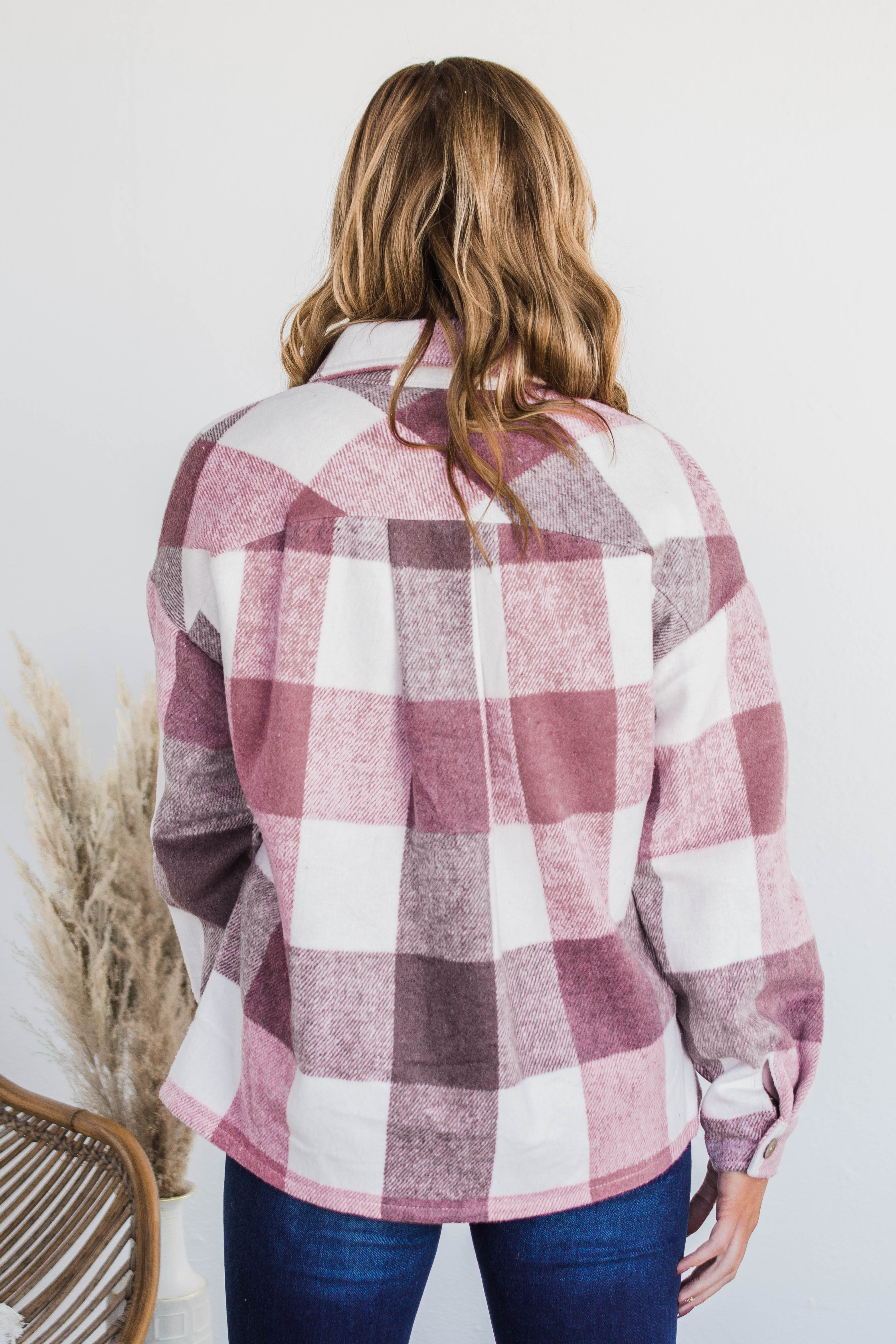 Sway To The Music Plaid Jacket- Mauve & Ivory - Image 6