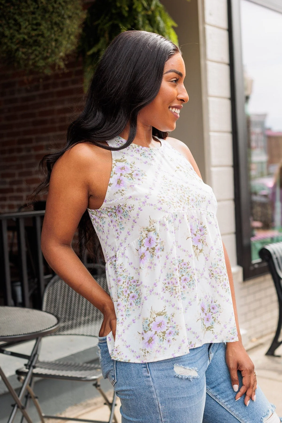 Sway With The Breeze Floral Tank Top- Lavender - Image 9