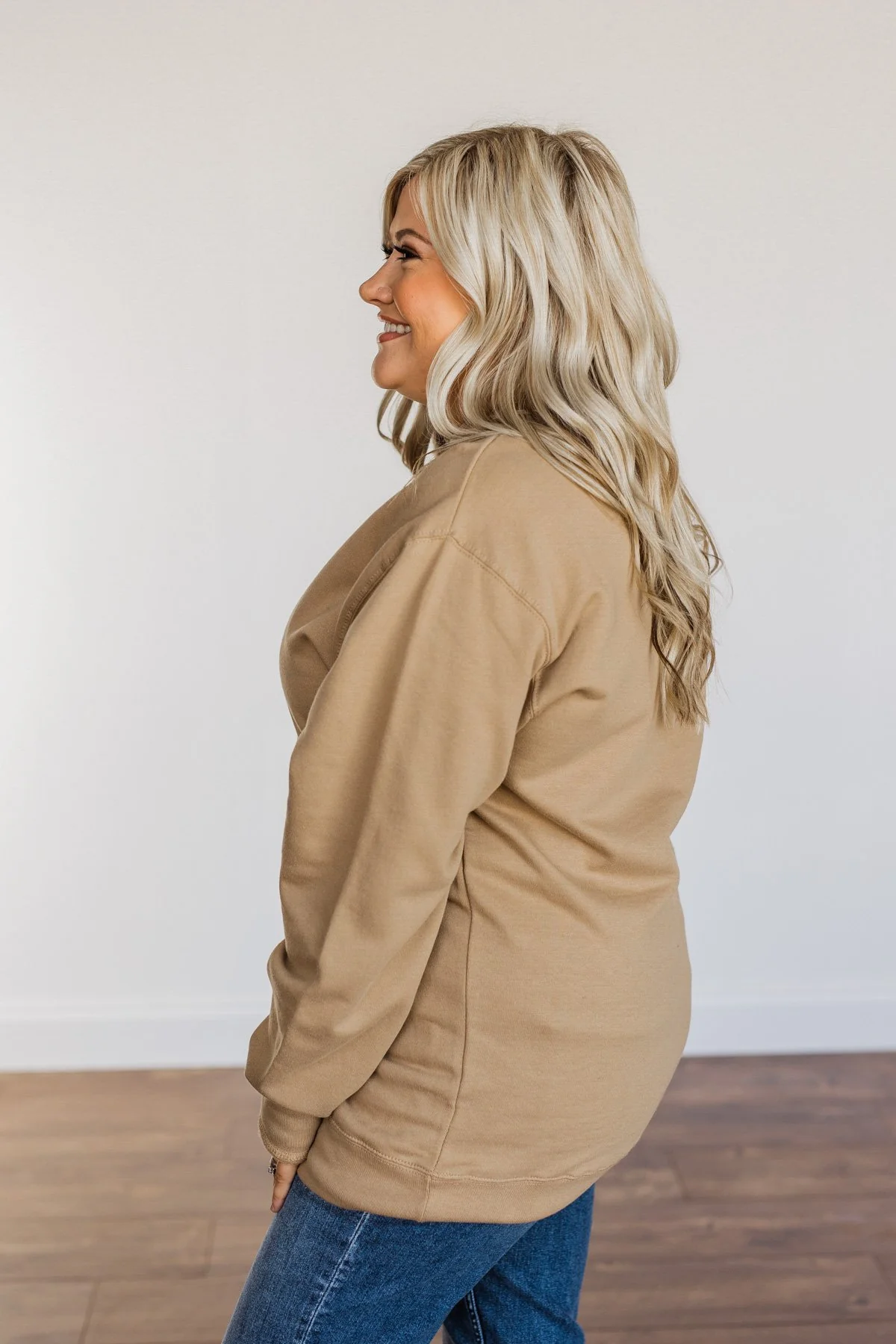 "Sweater Weather" Crewneck Pullover- Khaki - Image 10
