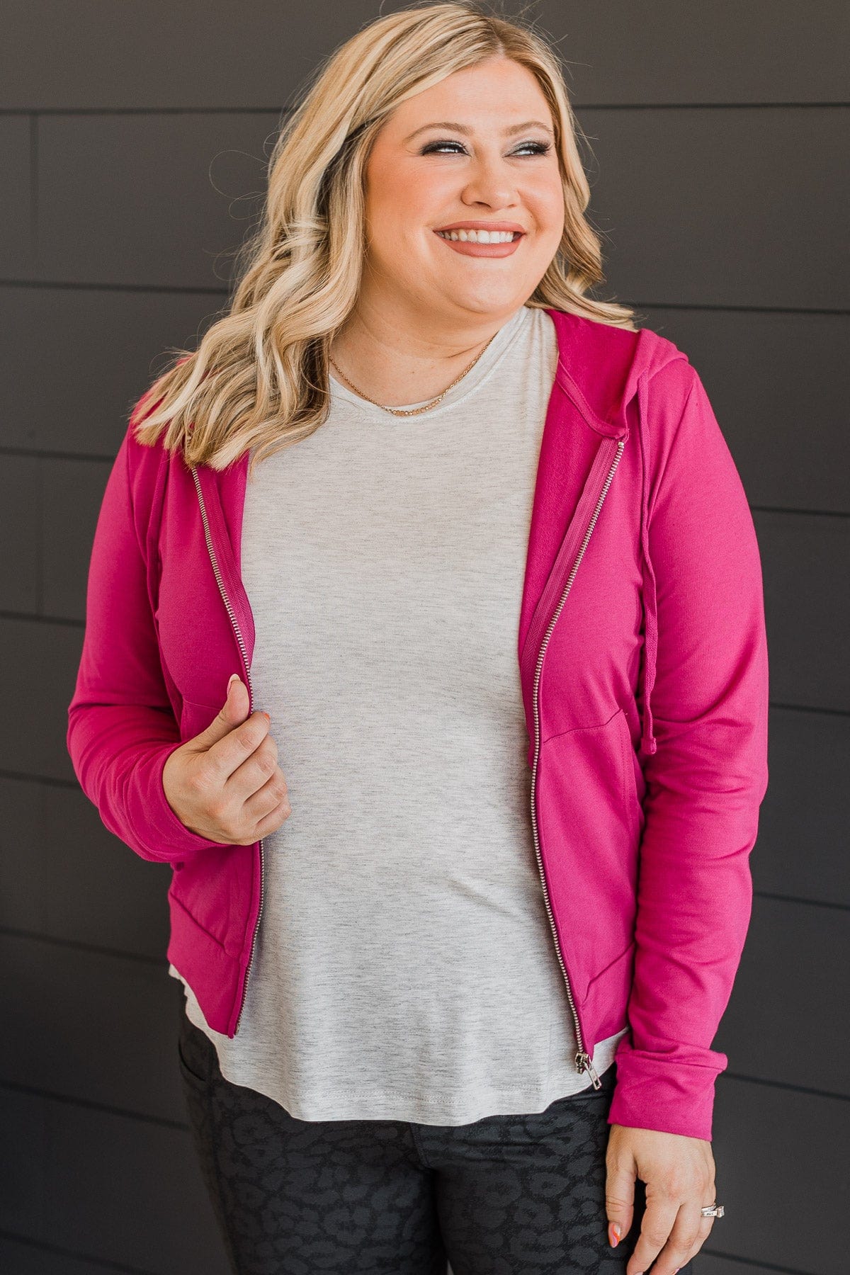 Sweep Me Away Lightweight Jacket- Deep Fuchsia - Image 2