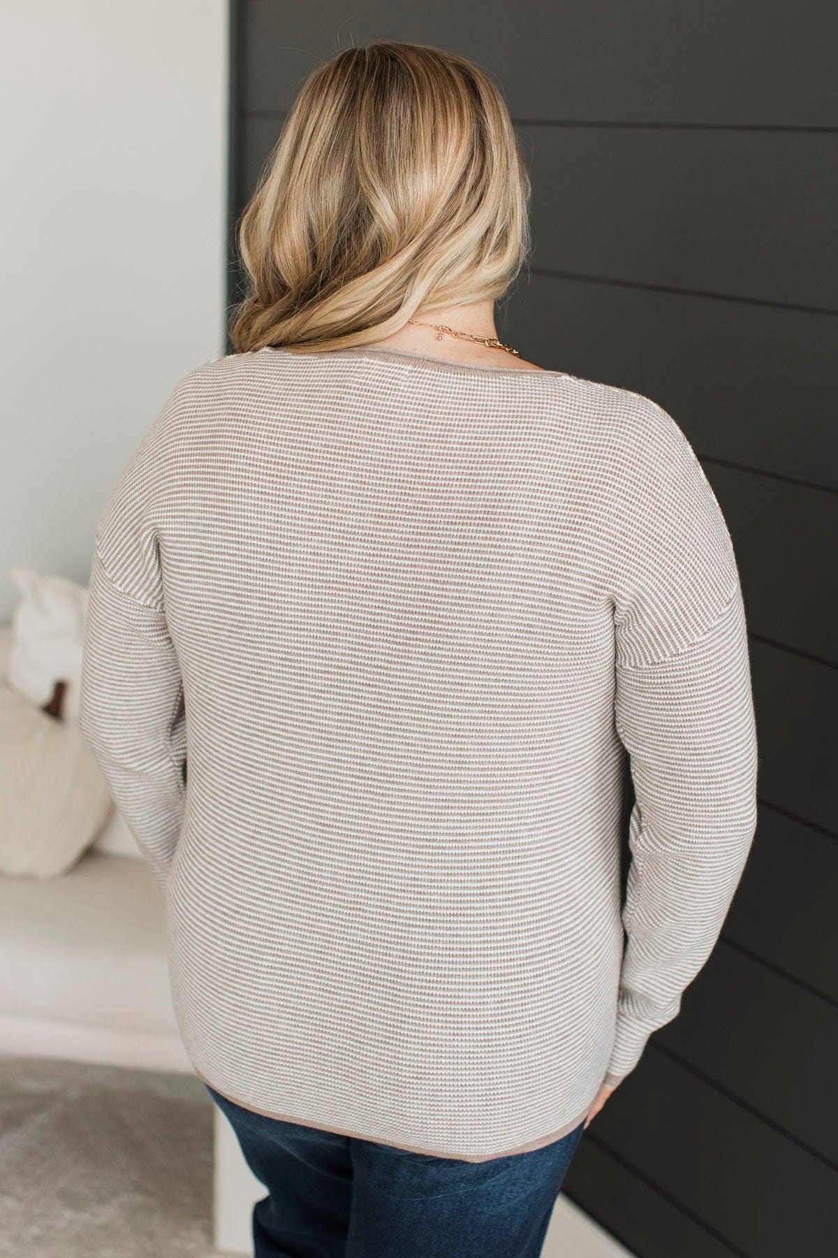 Sweet At Heart Striped Knit Sweater- Stone - Image 7