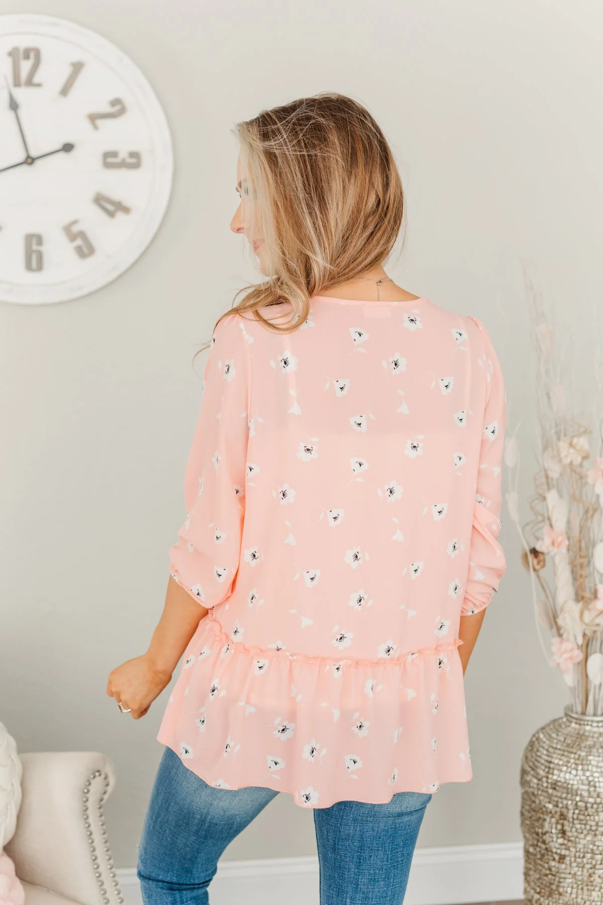 Sweet Bliss Floral Print Blouse- Light Pink - Image 7