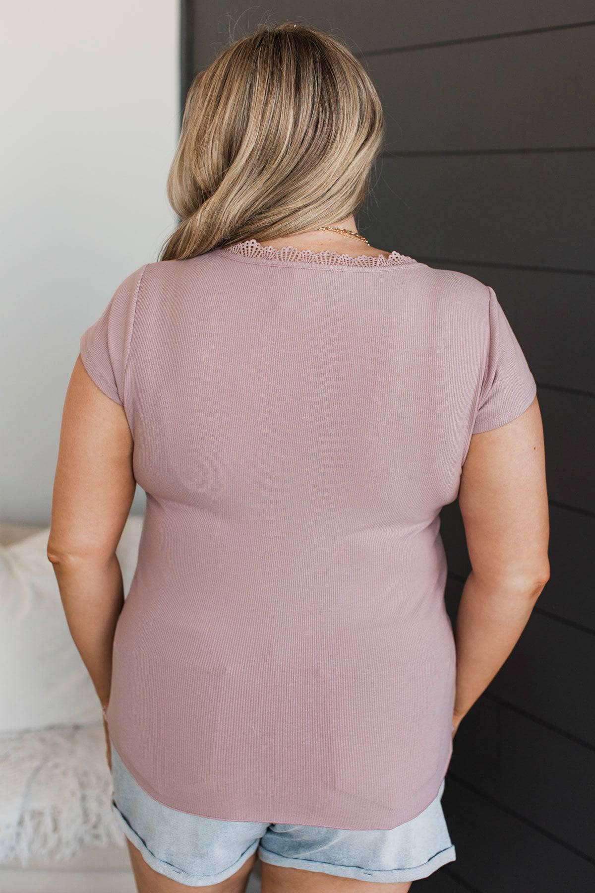 Sweet Charms Short Sleeve Top- Light Mauve - Image 8