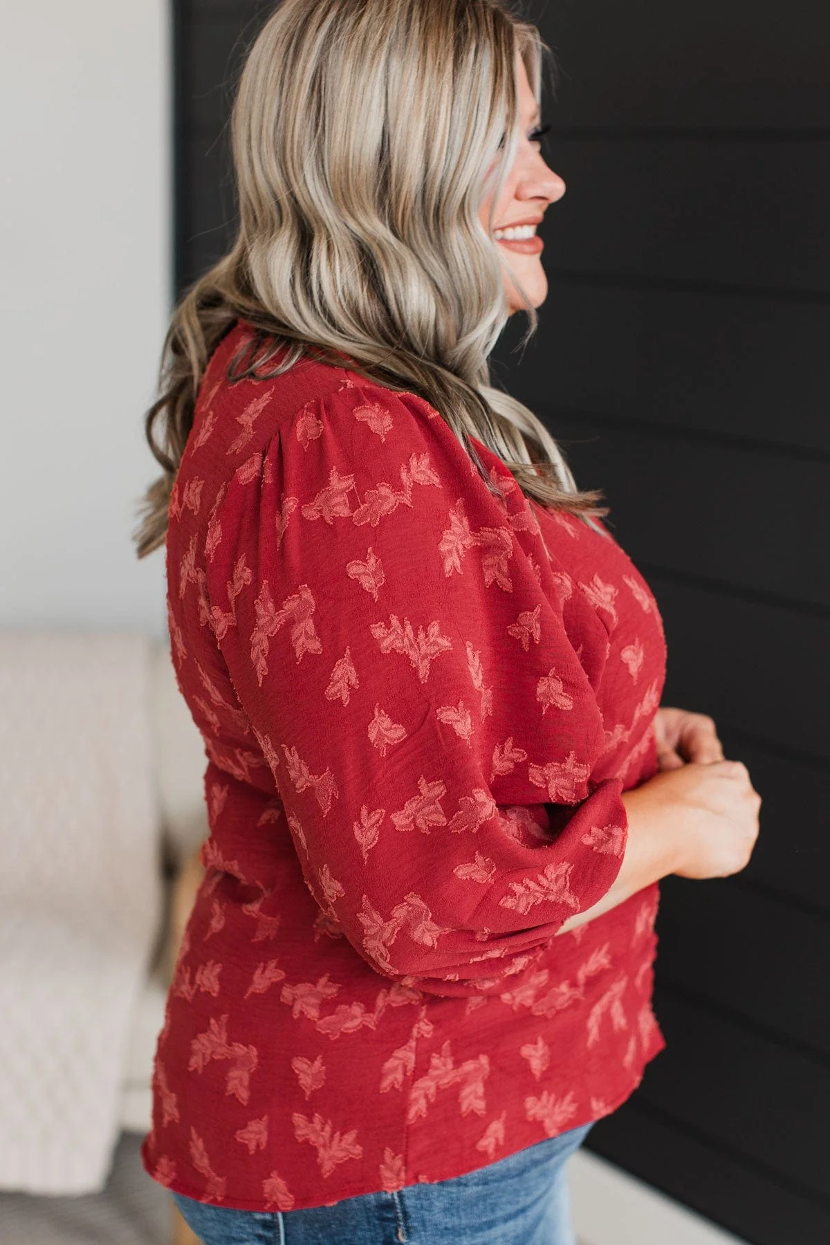 Sweet Compliments Floral Blouse- Marsala - Image 6