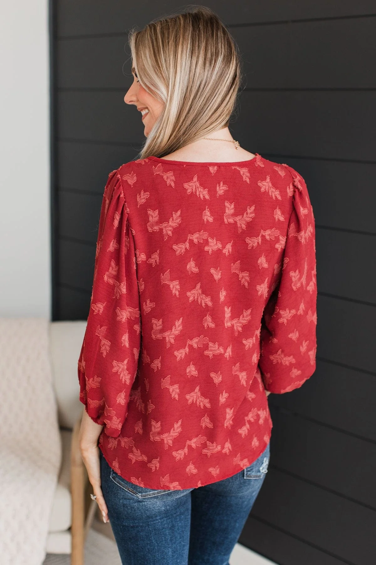 Sweet Compliments Floral Blouse- Marsala - Image 7