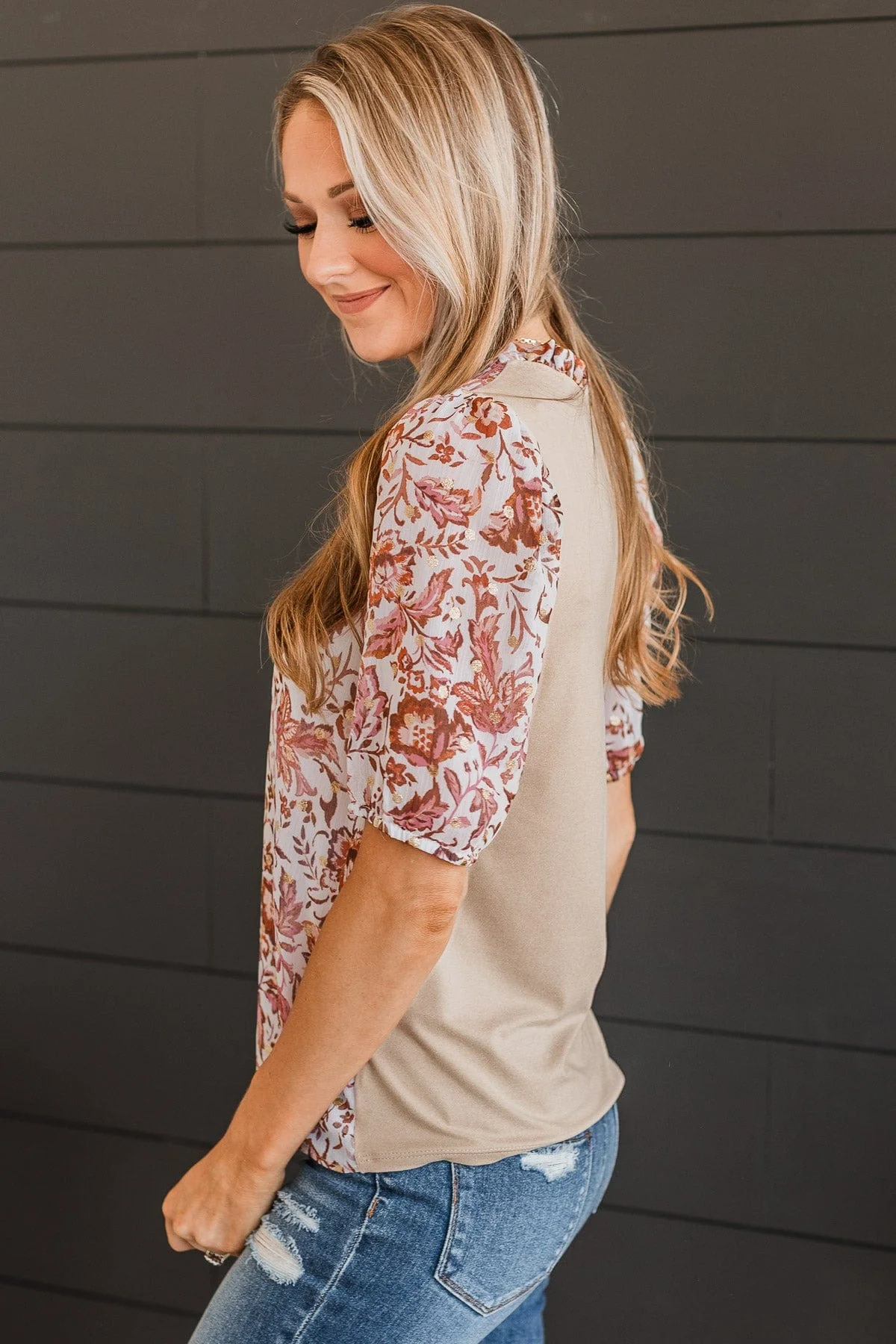 Sweet Connection Floral Top- Ivory, Rust, & Tan - Image 4