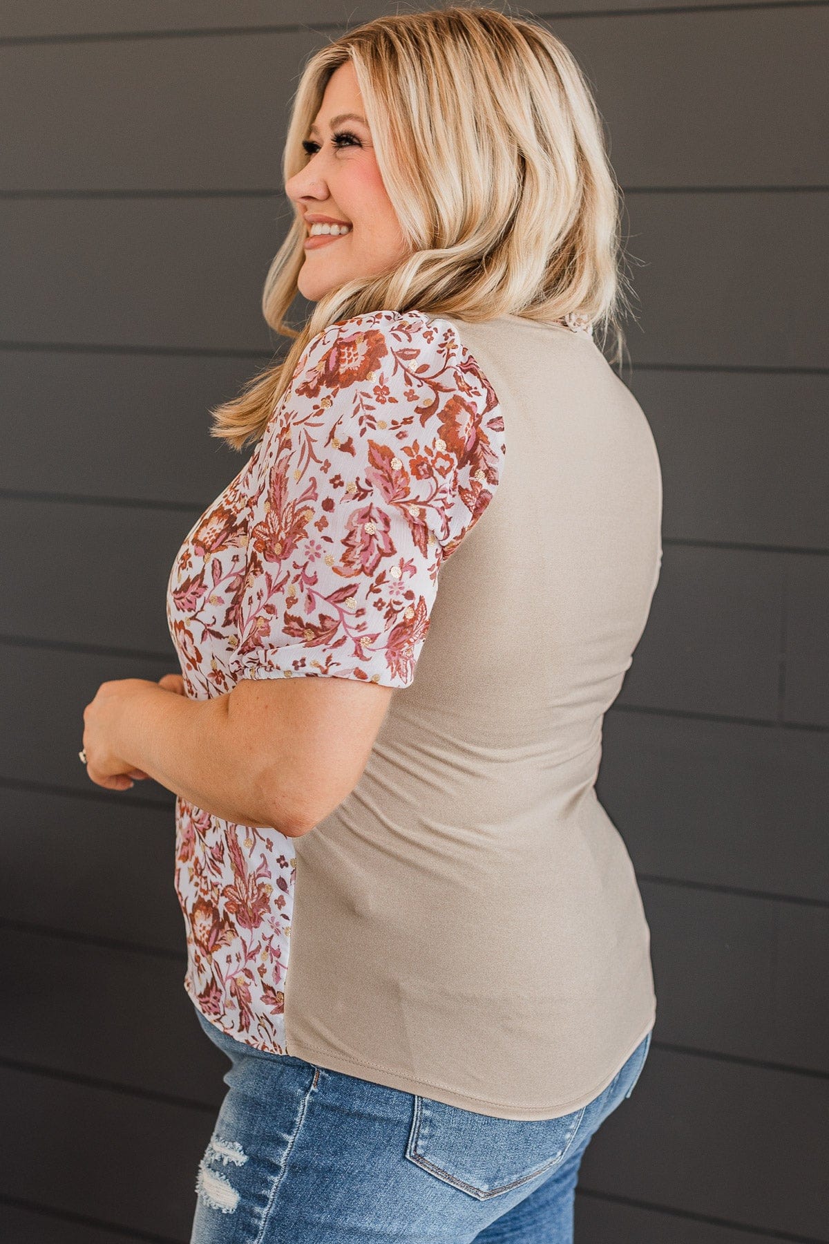 Sweet Connection Floral Top- Ivory, Rust, & Tan - Image 5