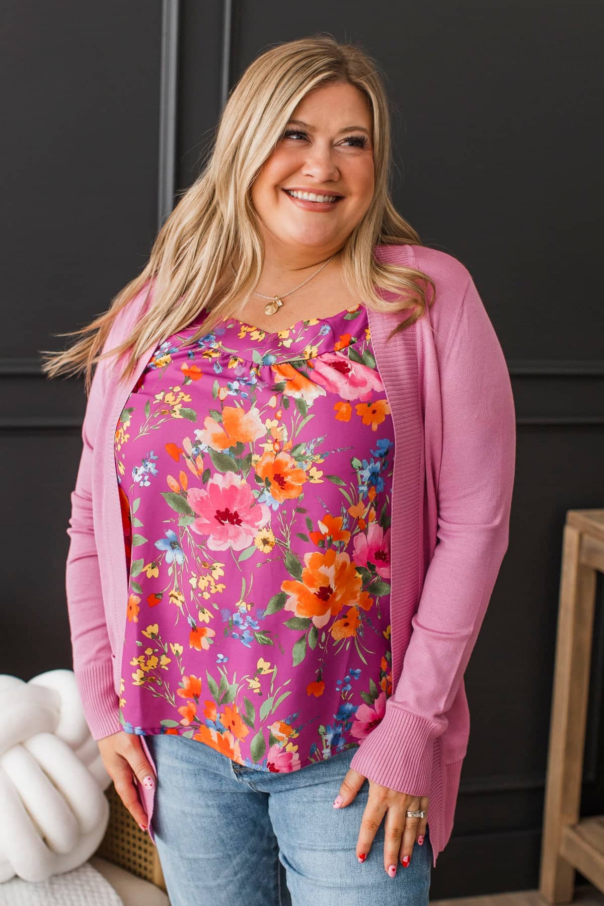 Sweet Devotion Open Front Knit Cardigan- Pink - Image 2