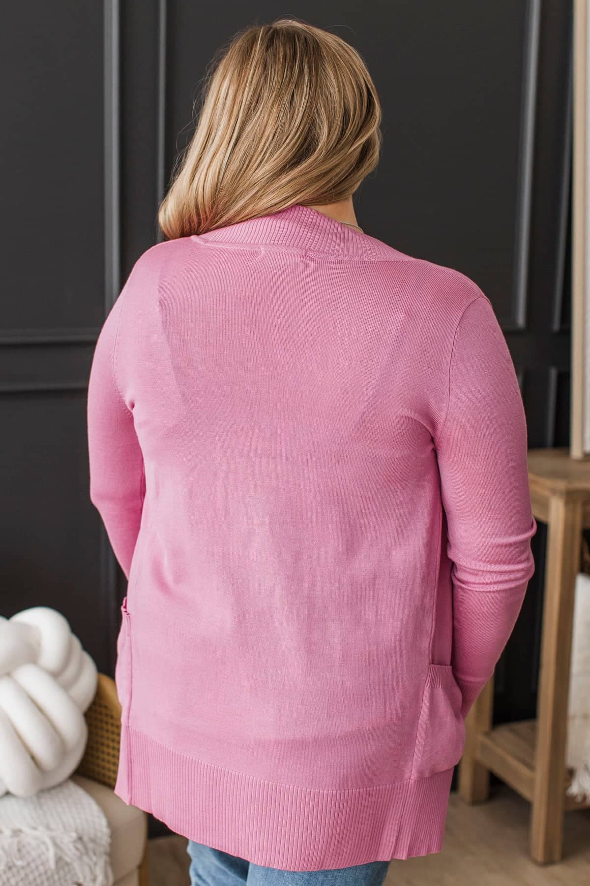 Sweet Devotion Open Front Knit Cardigan- Pink - Image 7