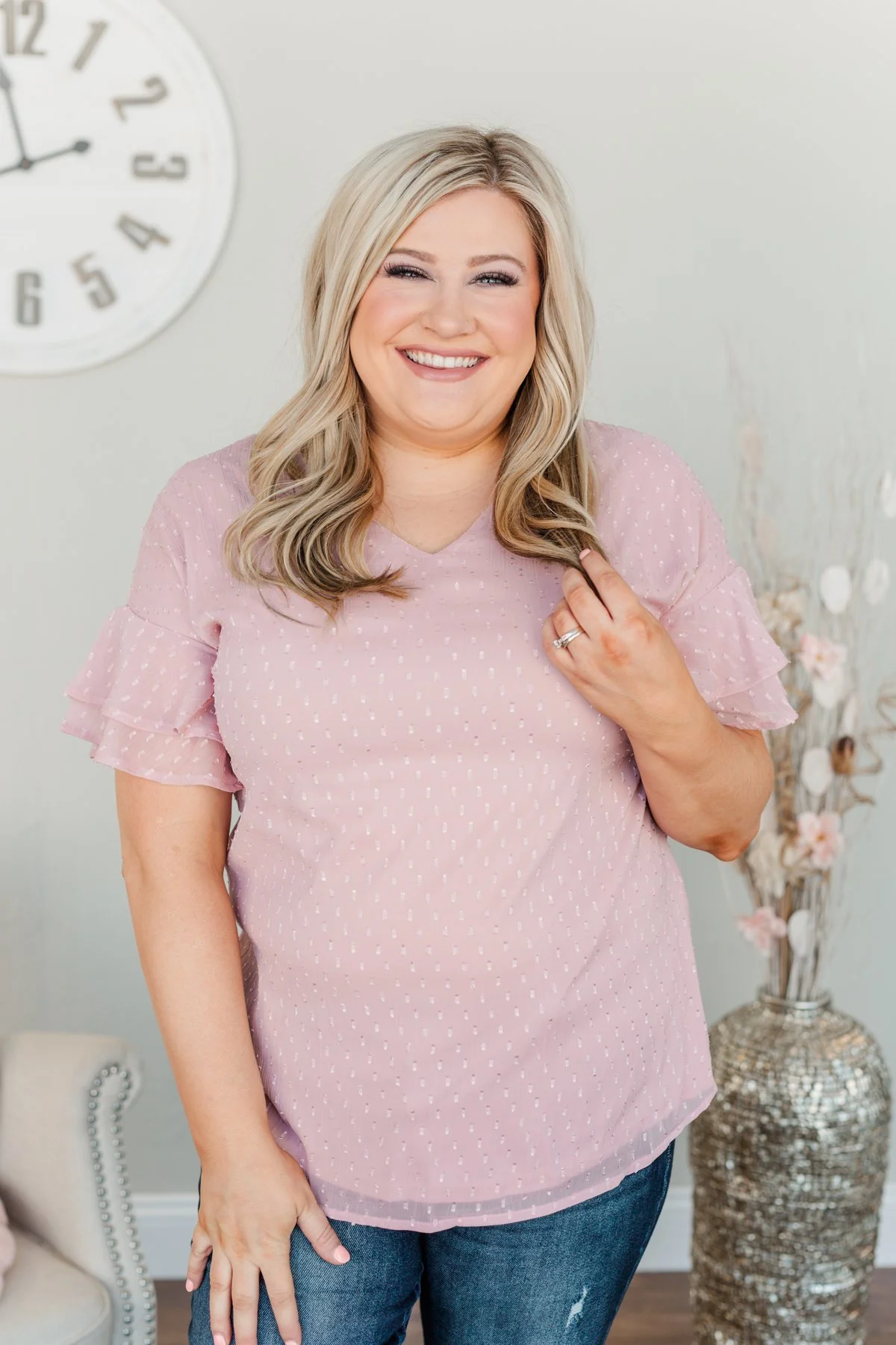 Sweet Embrace Swiss Dot Blouse- Lilac - Image 5