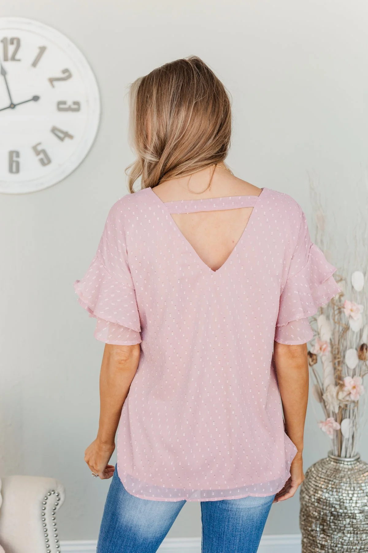 Sweet Embrace Swiss Dot Blouse- Lilac - Image 7