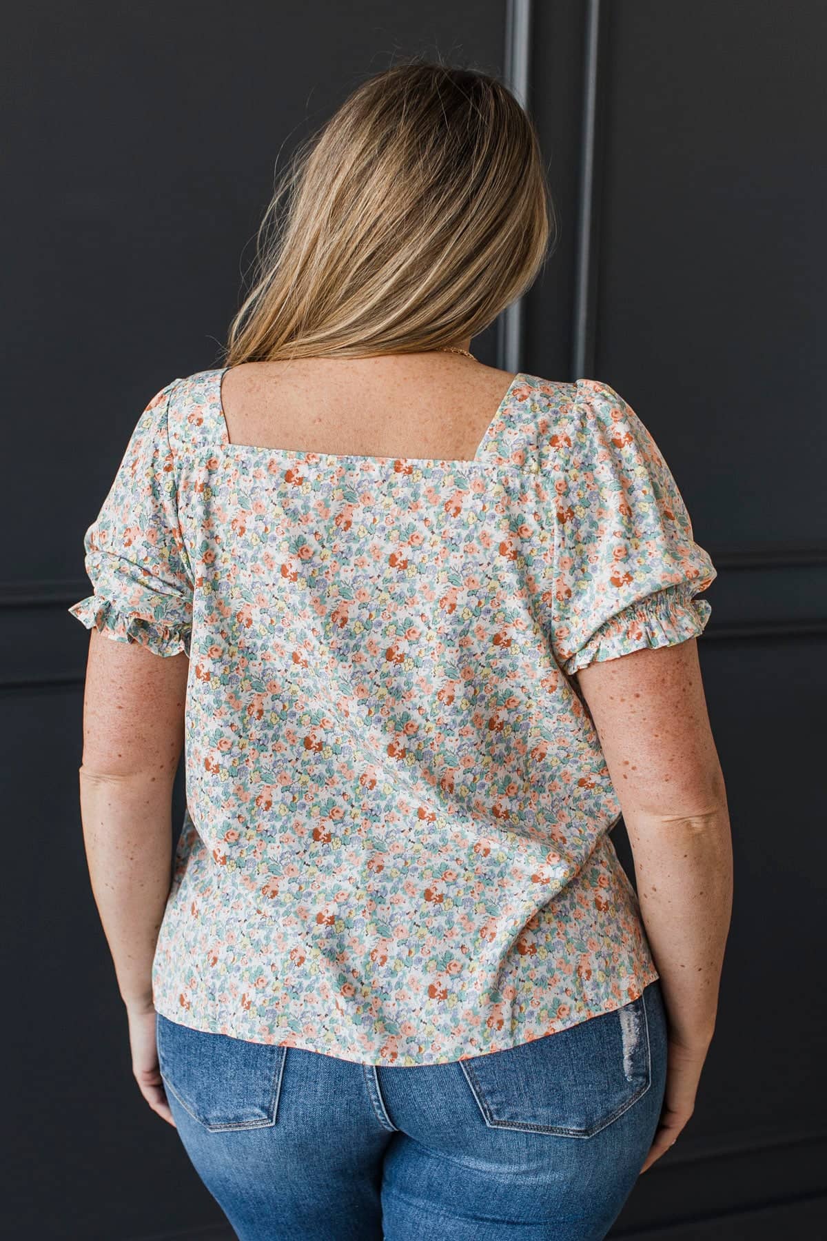 Sweet Emotions Puff Sleeve Floral Top- Off-White, Coral, & Yellow - Image 7