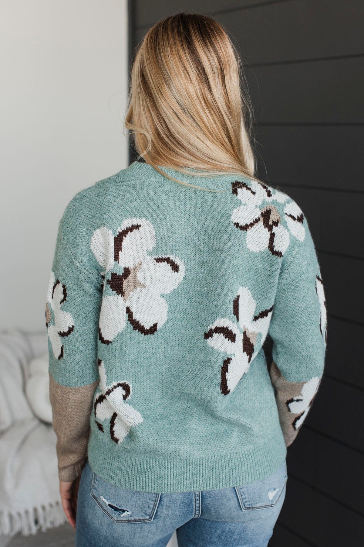 Sweet Favors Floral Knit Sweater- Mint - Image 8
