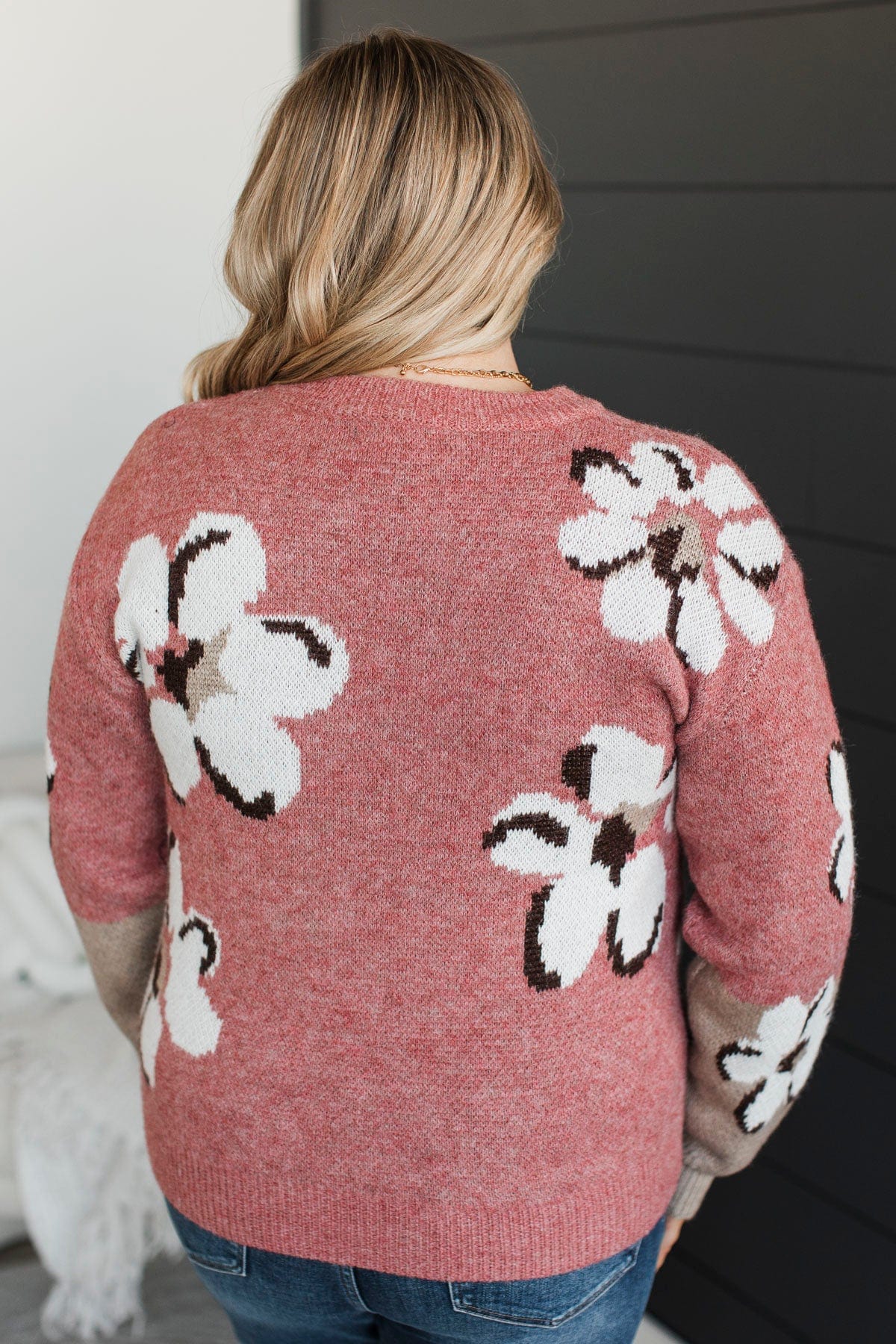 Sweet Favors Floral Knit Sweater- Rose - Image 5