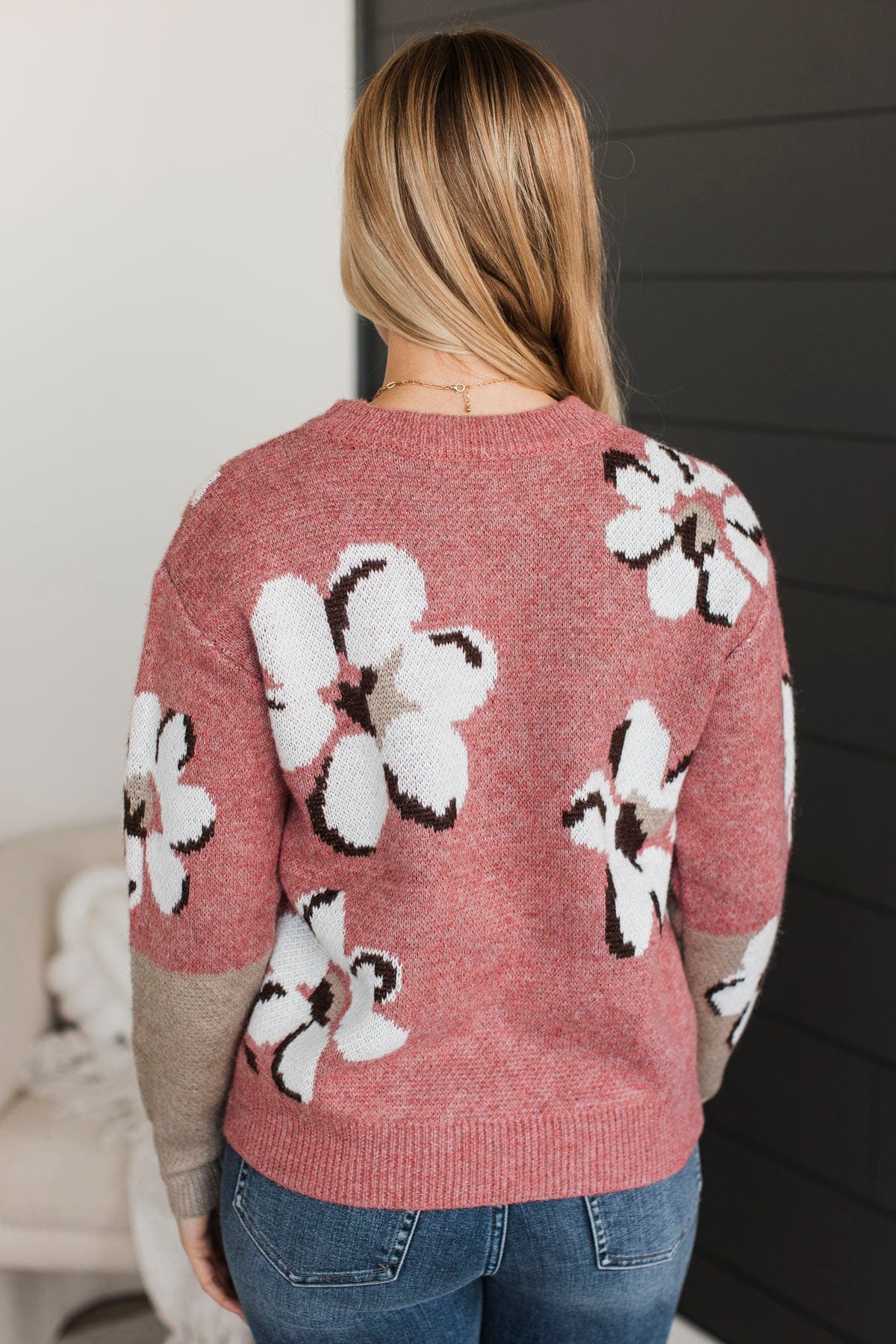 Sweet Favors Floral Knit Sweater- Rose - Image 6