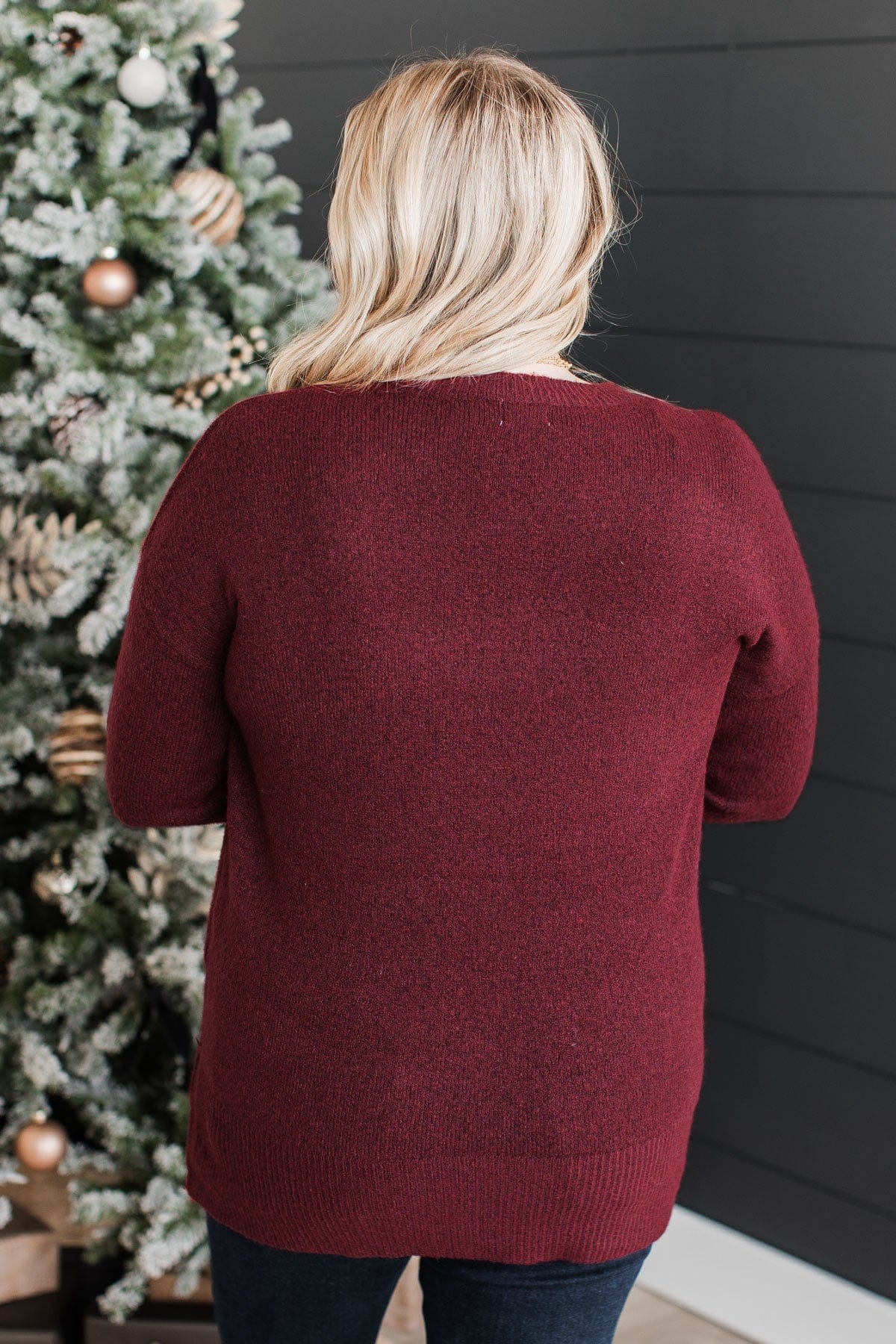 Sweet Harmony Knit Sweater- Burgundy - Image 7