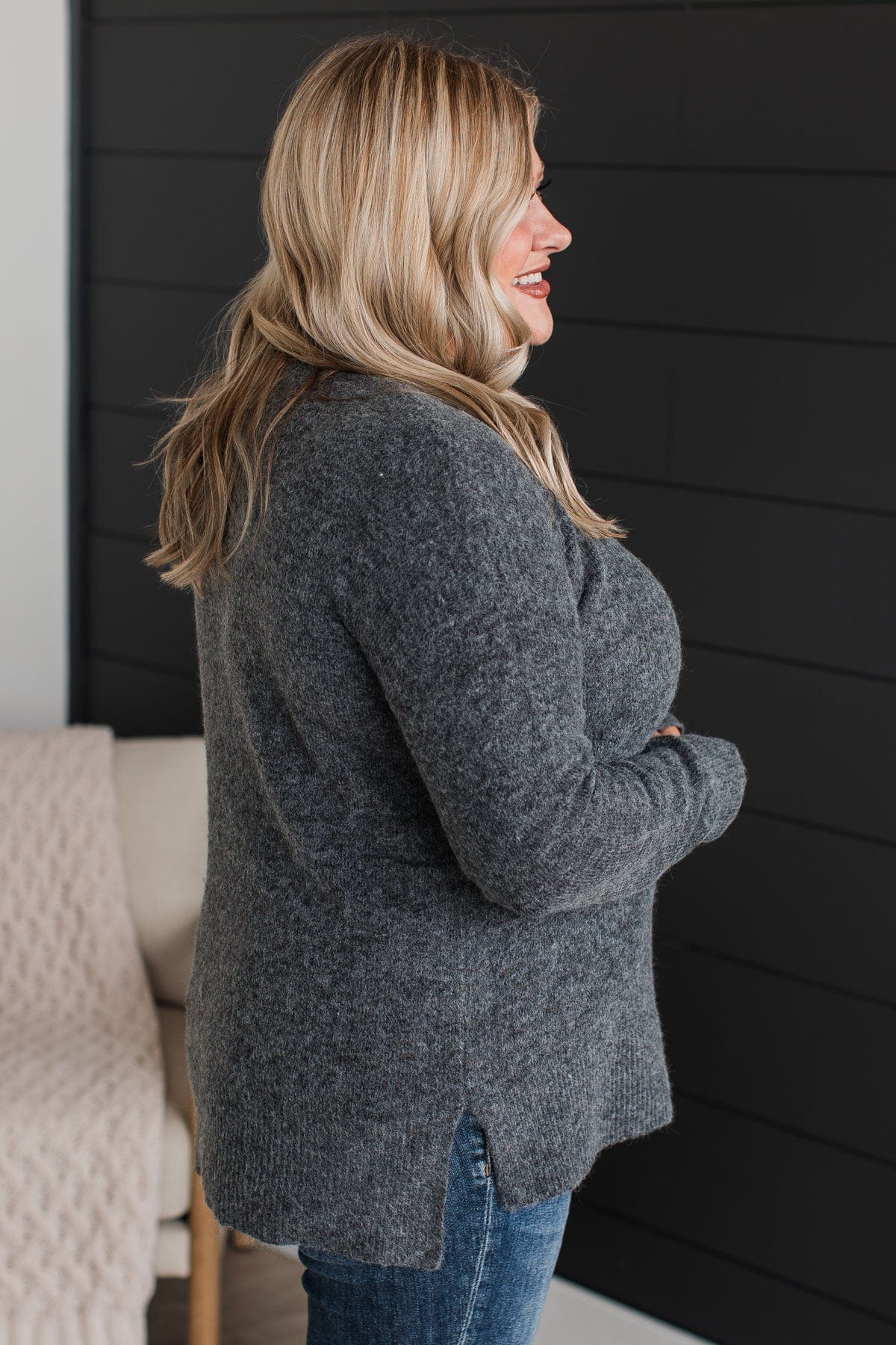 Sweet Harmony Knit Sweater- Charcoal - Image 7