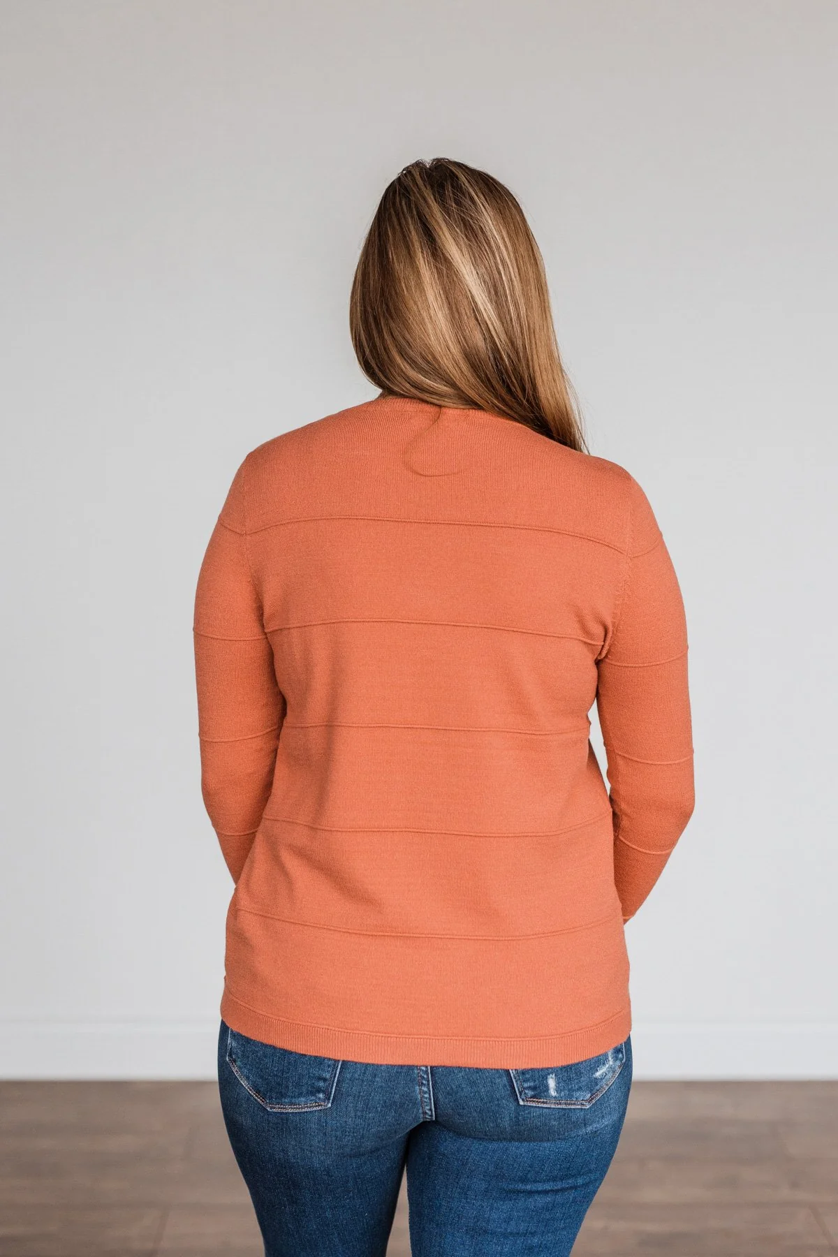Sweet Kisses Striped Knit Sweater- Dark Coral - Image 12