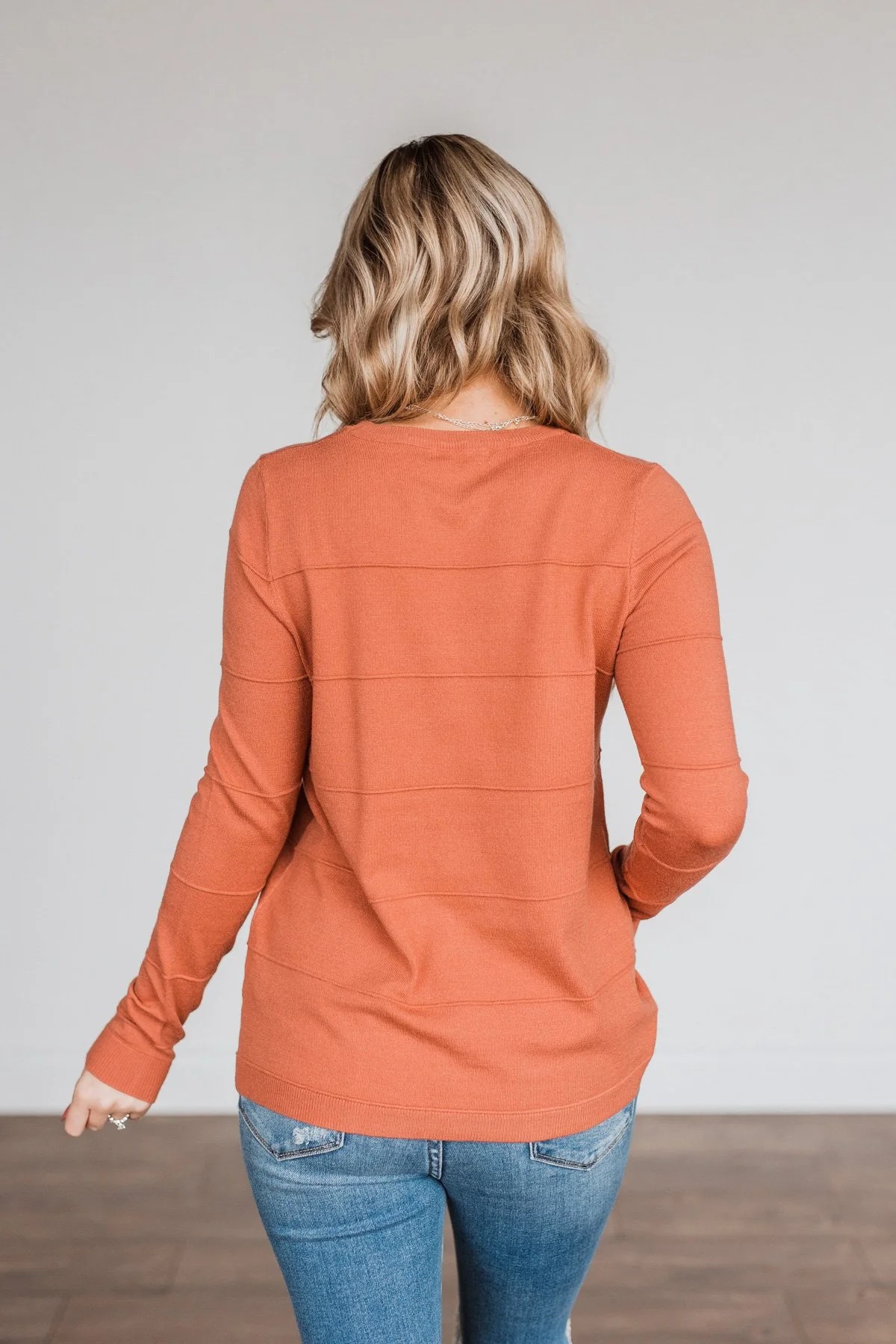 Sweet Kisses Striped Knit Sweater- Dark Coral - Image 13