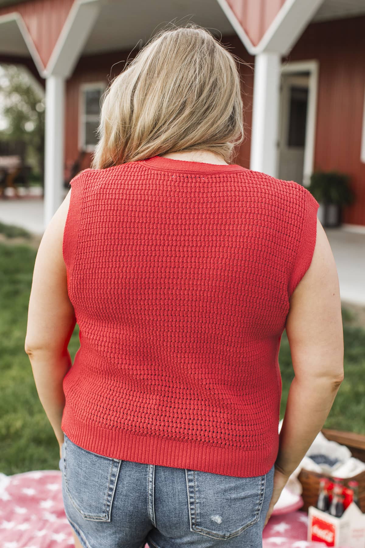 Sweet Liberty Button Up Sweater Vest- Red - Image 8