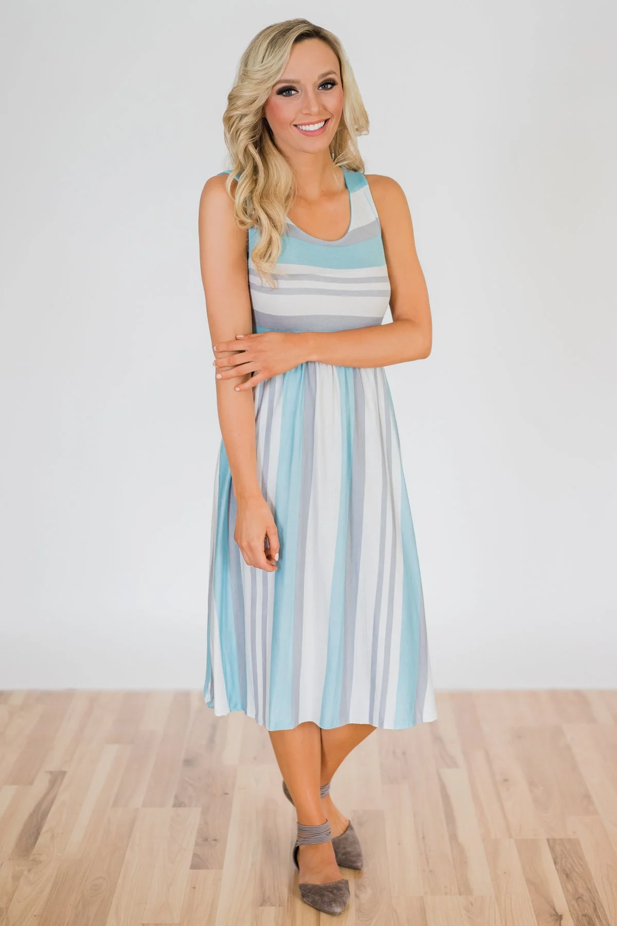 Sweet Life Striped Dress- Light Blue - Image 4