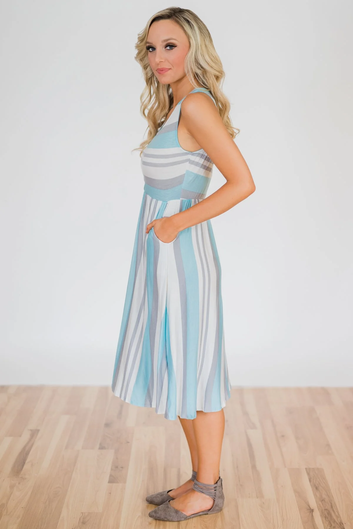 Sweet Life Striped Dress- Light Blue - Image 5